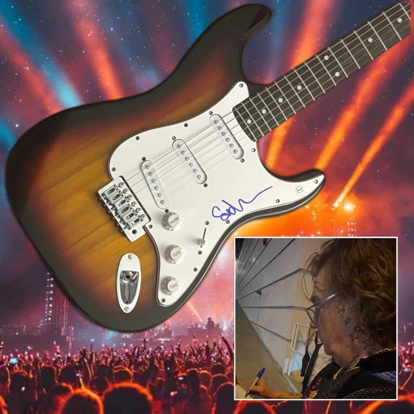 GFA Joe Satriani's Bassist  * STUART HAMM *  Signed Electric Guitar PROOF COA