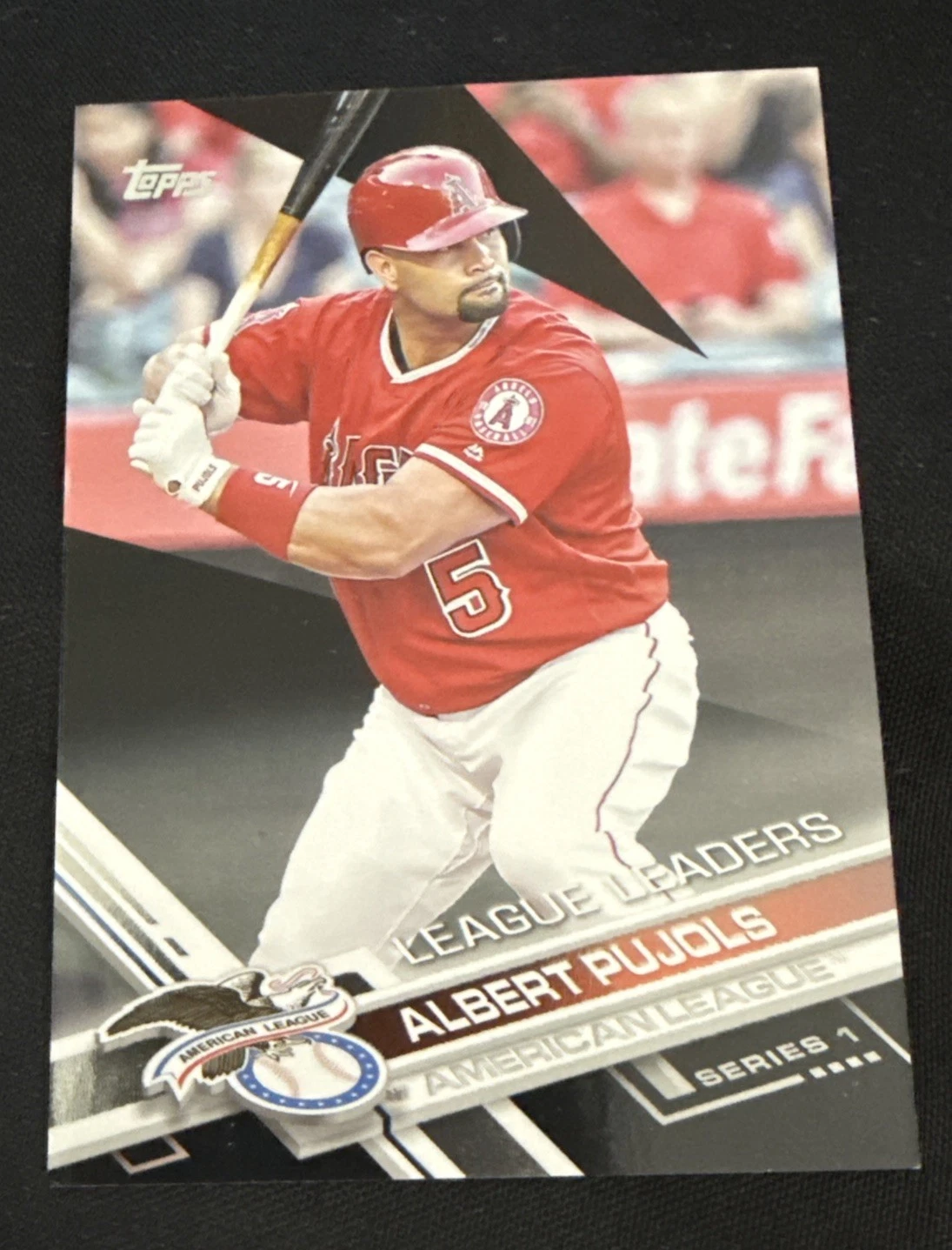 2017 Topps Series 1 League Leaders Black #322 Albert Pujols 21/66 SSP