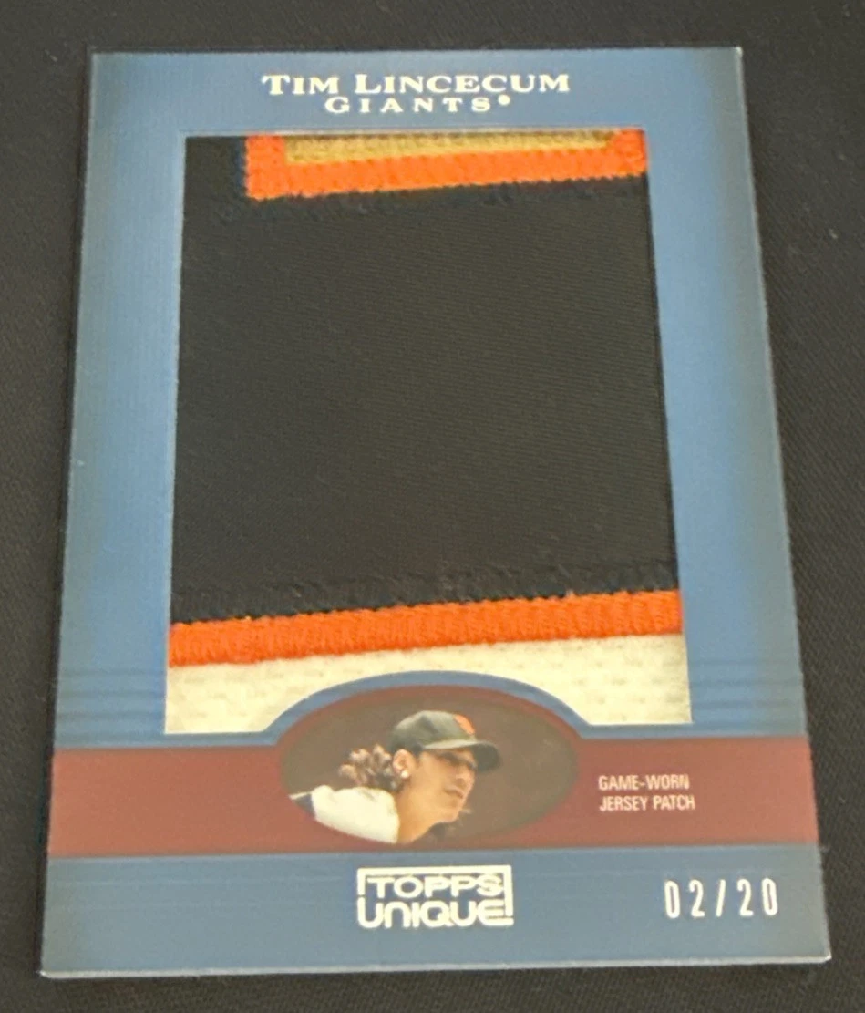 TIM LINCECUM 2009 Topps Unique Game Worn 4 color Jumbo Patch Relic /20 Giants