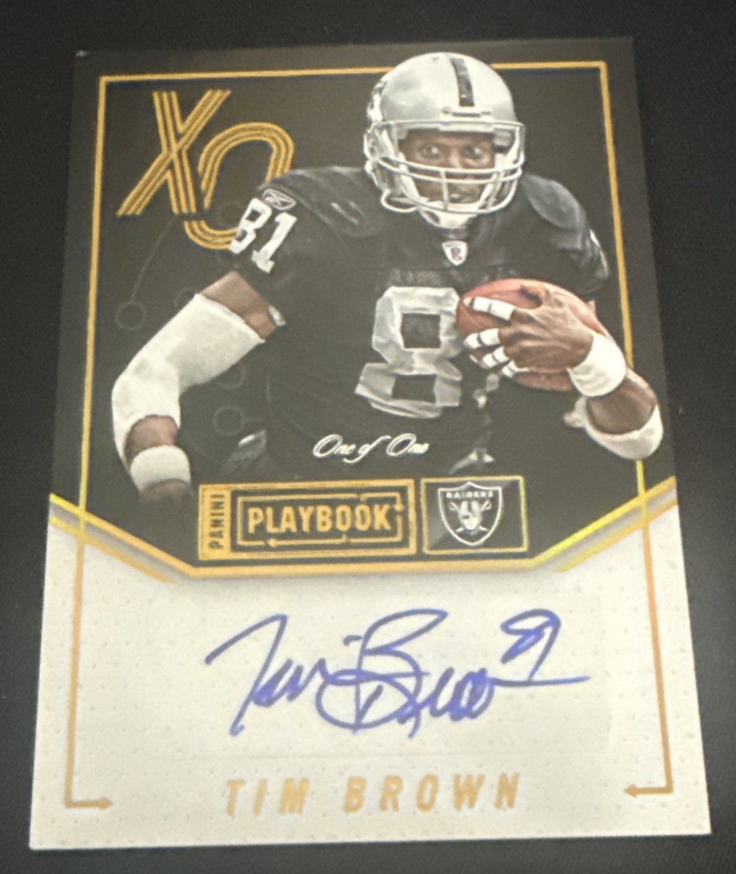 2016 Panini Playbook #XO-TW Tim Brown X's and O's Signatures Gold 1/1 TRUE 1/1