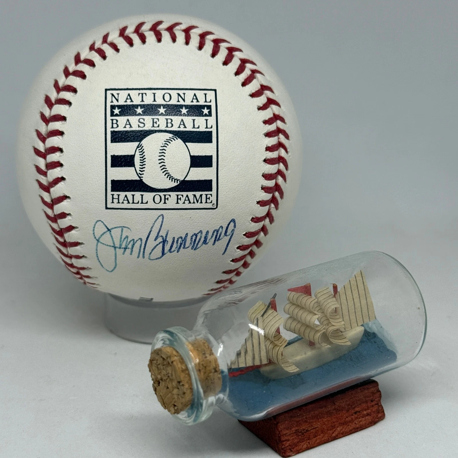 Jim Bunning signed Rawlings HOF Logo Baseball TRISTAR COA Phillies Auto A4252