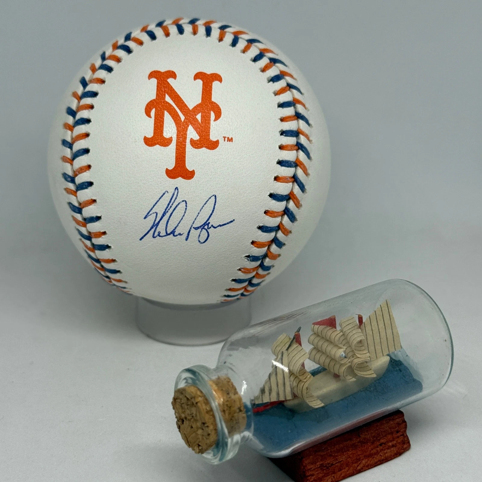 Nolan Ryan signed Rawlings Mets Team Stitch Logo Baseball NR Holo Auto A4258