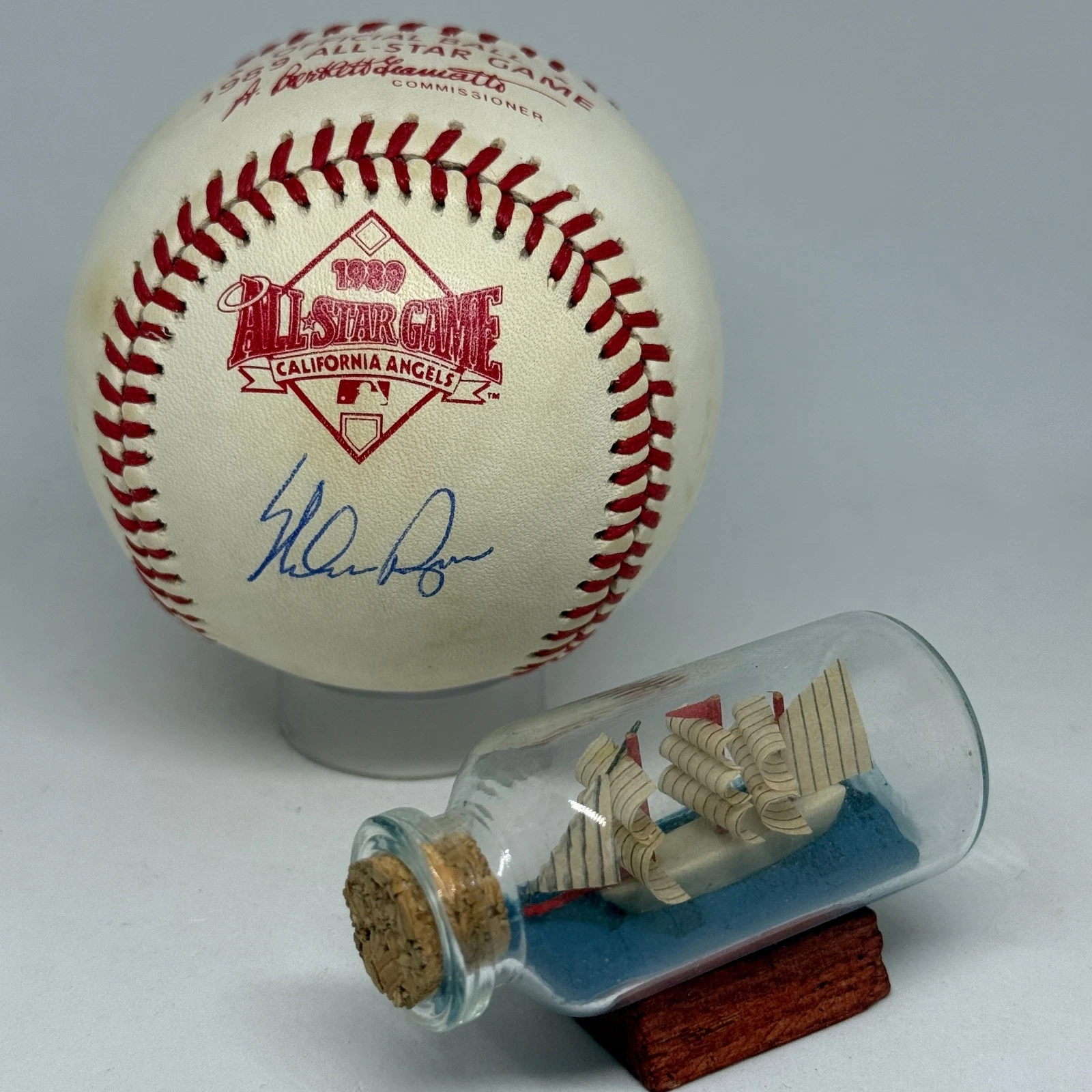 Nolan Ryan signed Rawlings Original 1989 All Star Logo Baseball Holo Auto A4255