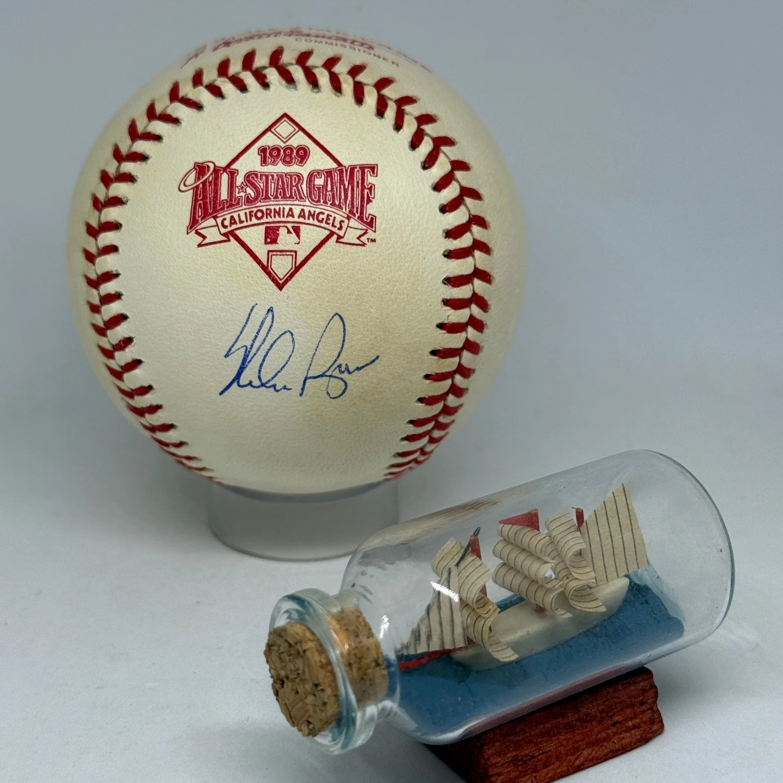 Nolan Ryan signed Rawlings Original 1989 All Star Logo Baseball Holo Auto A4256
