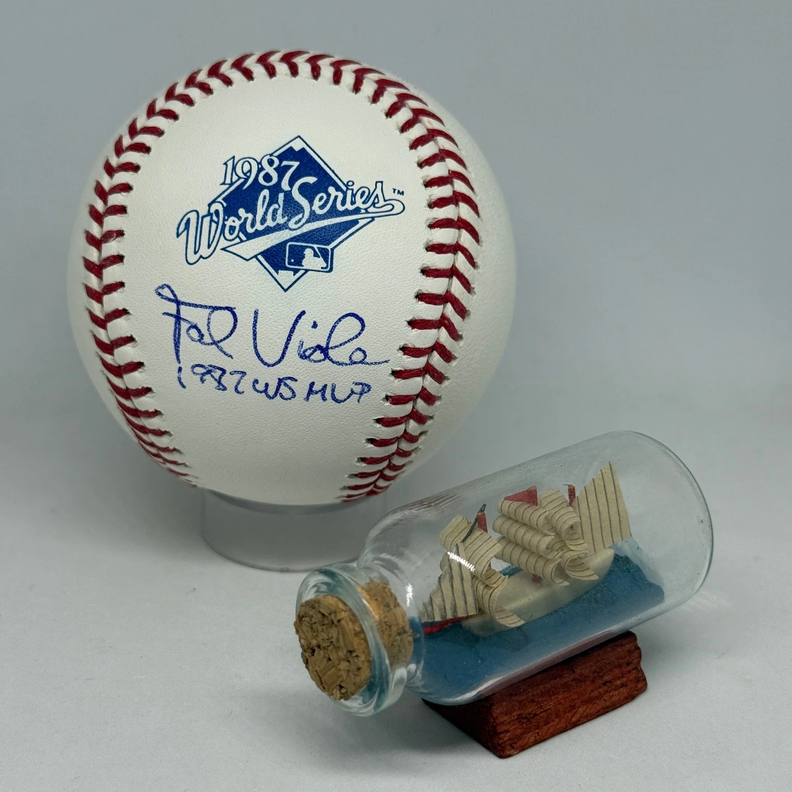 Frank Viola signed Rawlings 1987 World Series Logo Baseball JSA Inscribed A4272