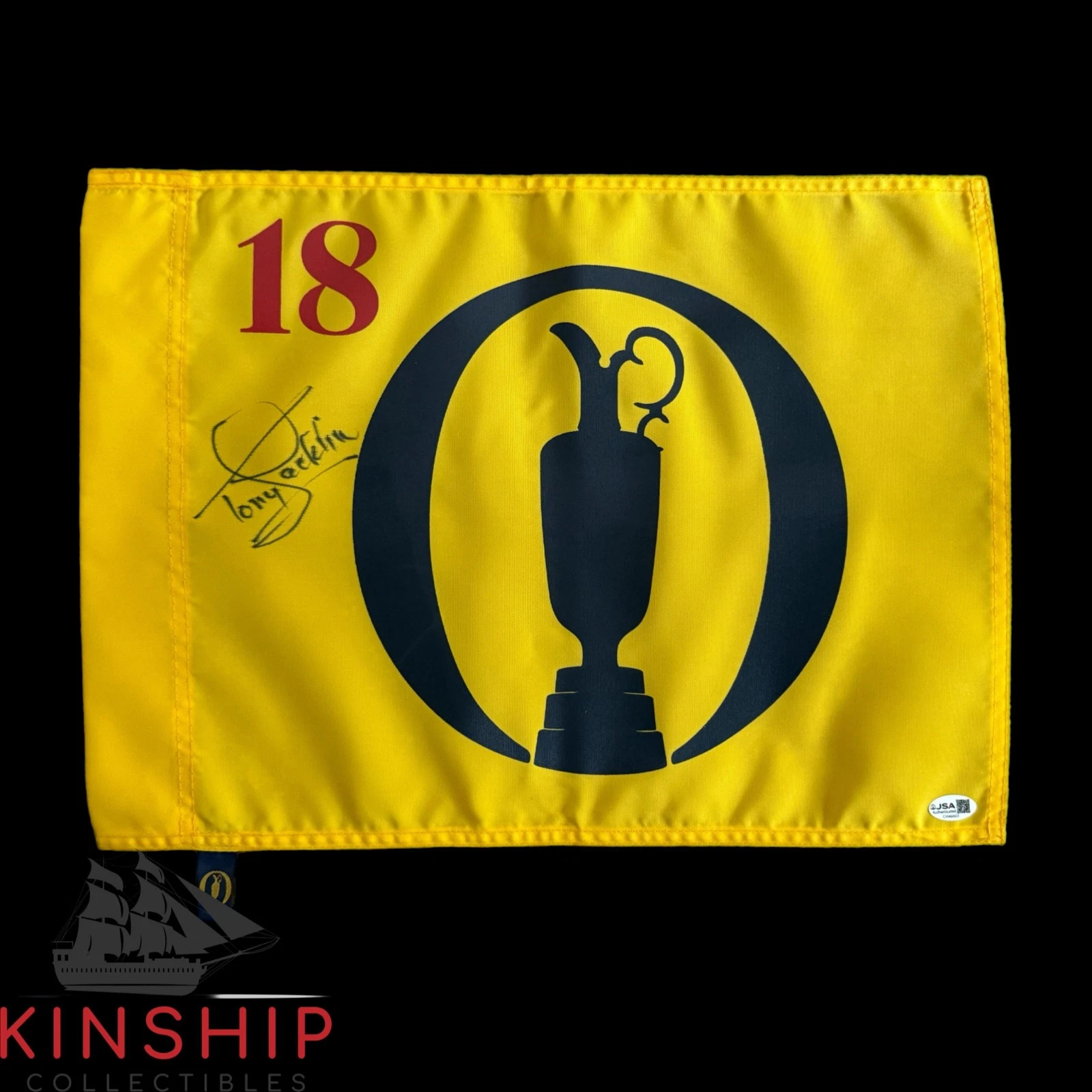 Tony Jacklin signed British Open Undated Flag JSA COA Golf Auto G170