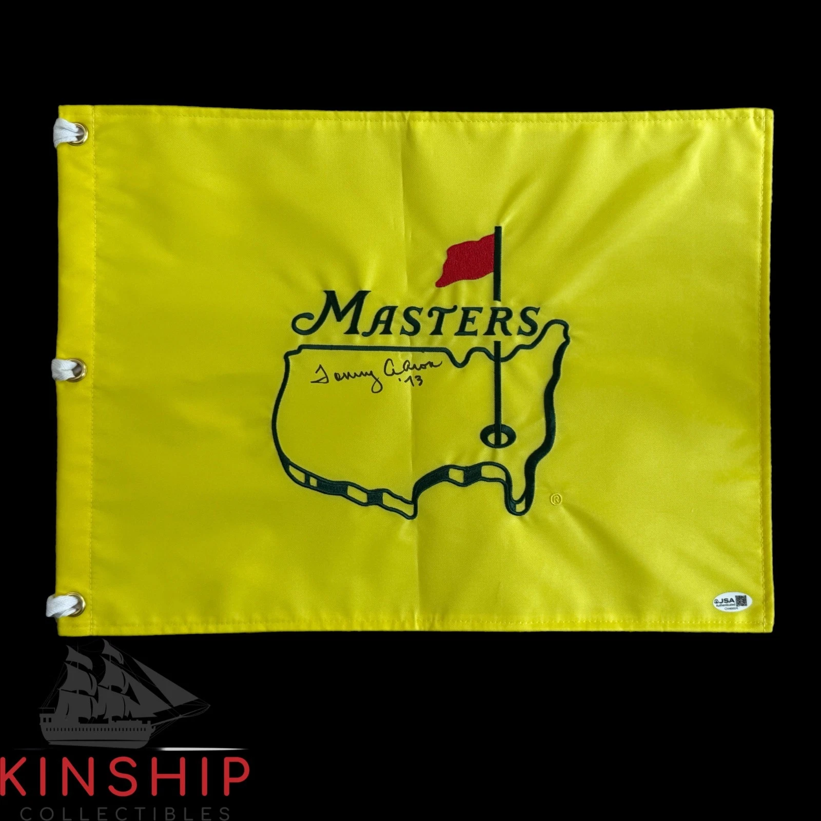Tommy Aaron signed Masters Undated Flag JSA COA Golf Augusta Inscribed Auto G171