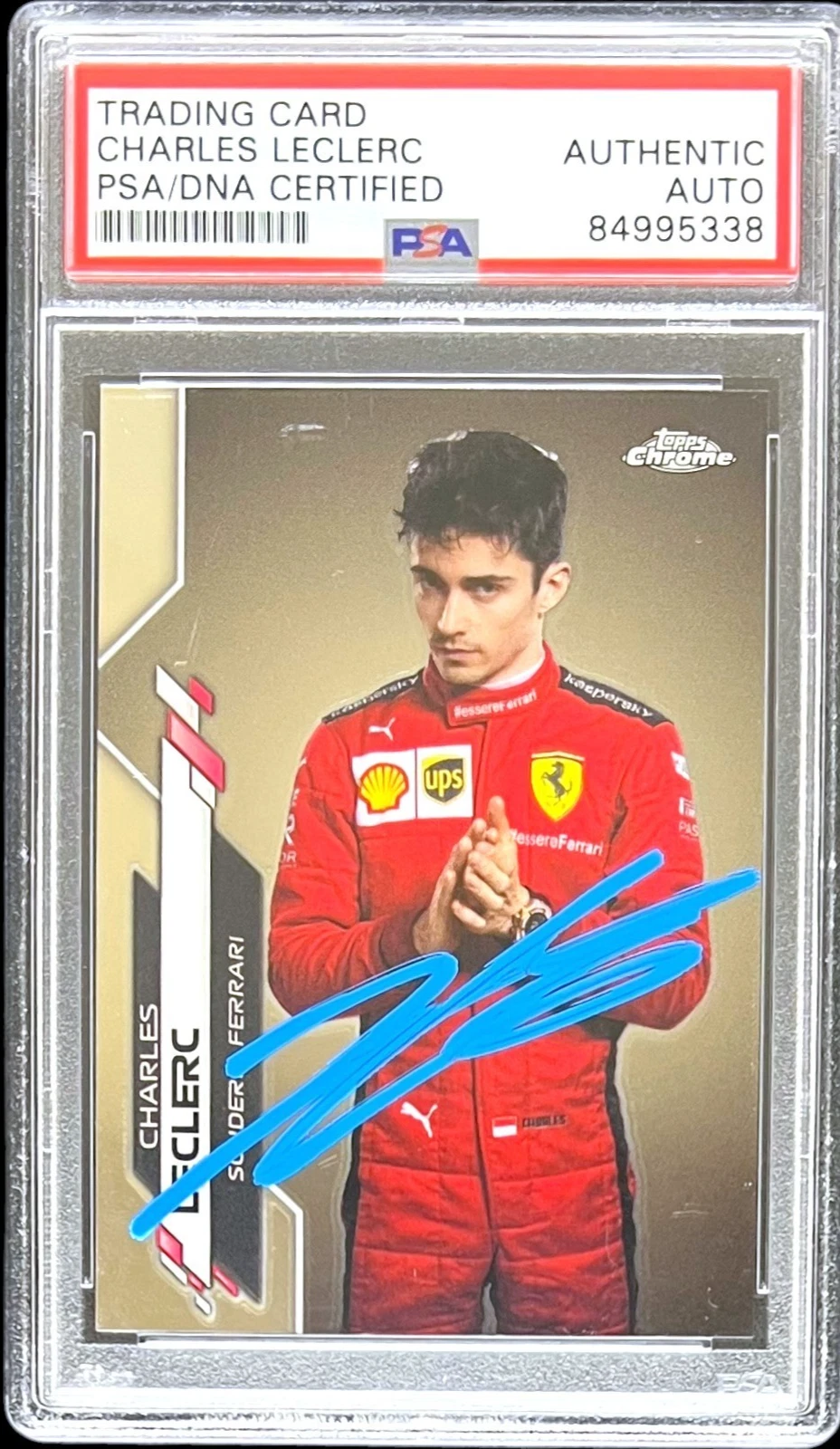 CHARLES LECLERC SIGNED 2020 TOPPS CHROME F1 #4 ROOKIE CARD RC AUTO PSA