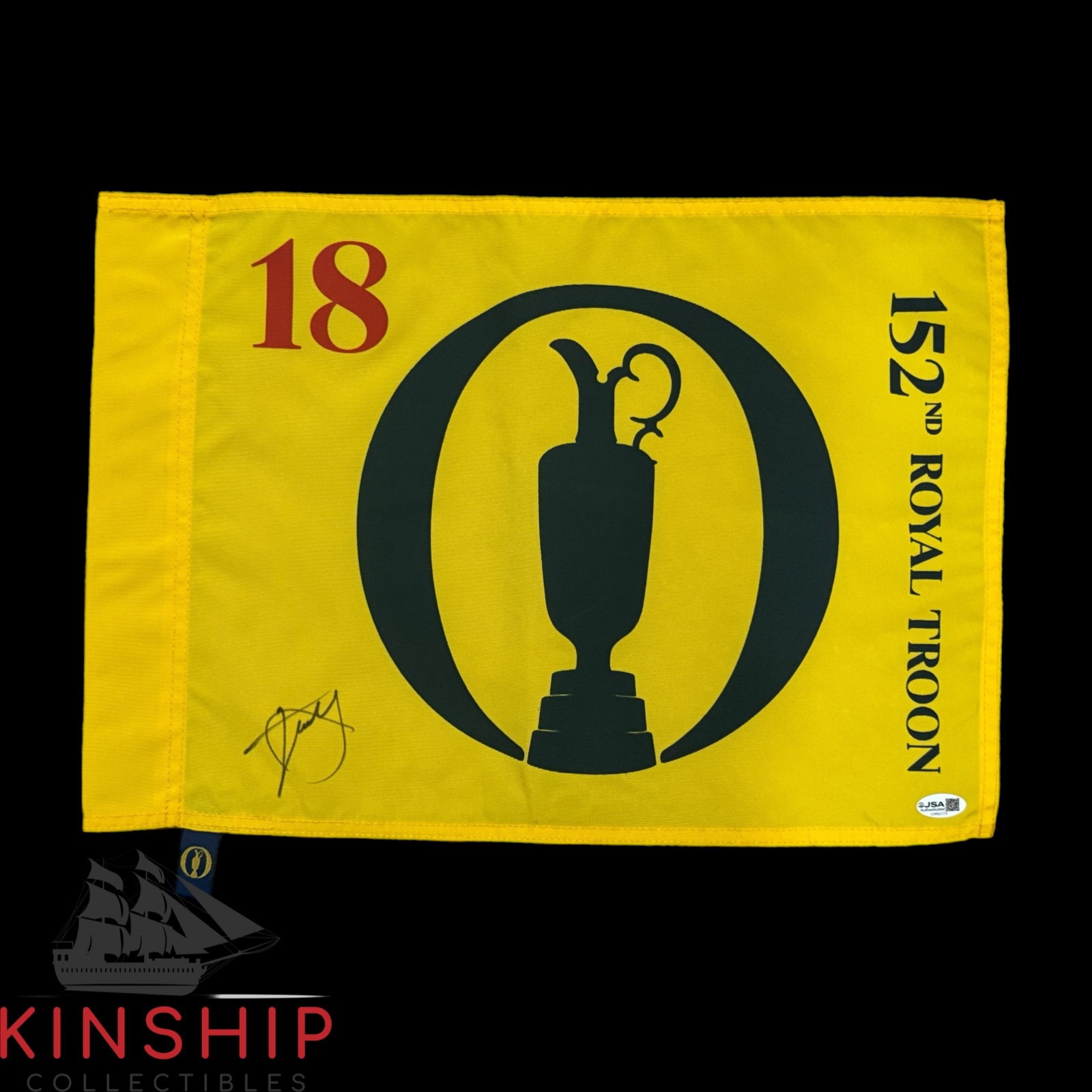 Xander Schauffele signed 2024 152nd British Open Pin Flag JSA COA Golf Auto G178