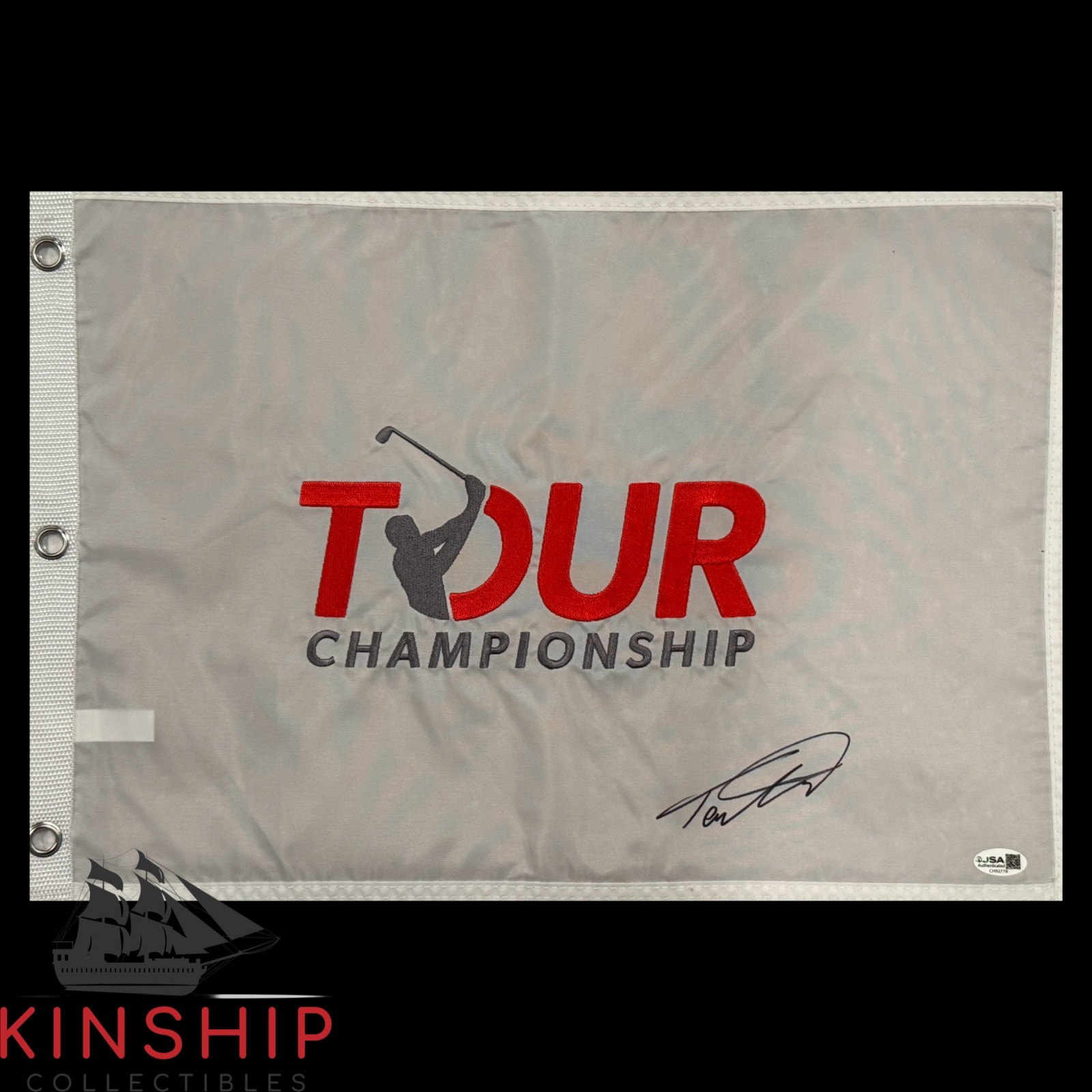 Tommy Fleetwood signed Tour Championship Golf Flag JSA COA Masters Auto G173