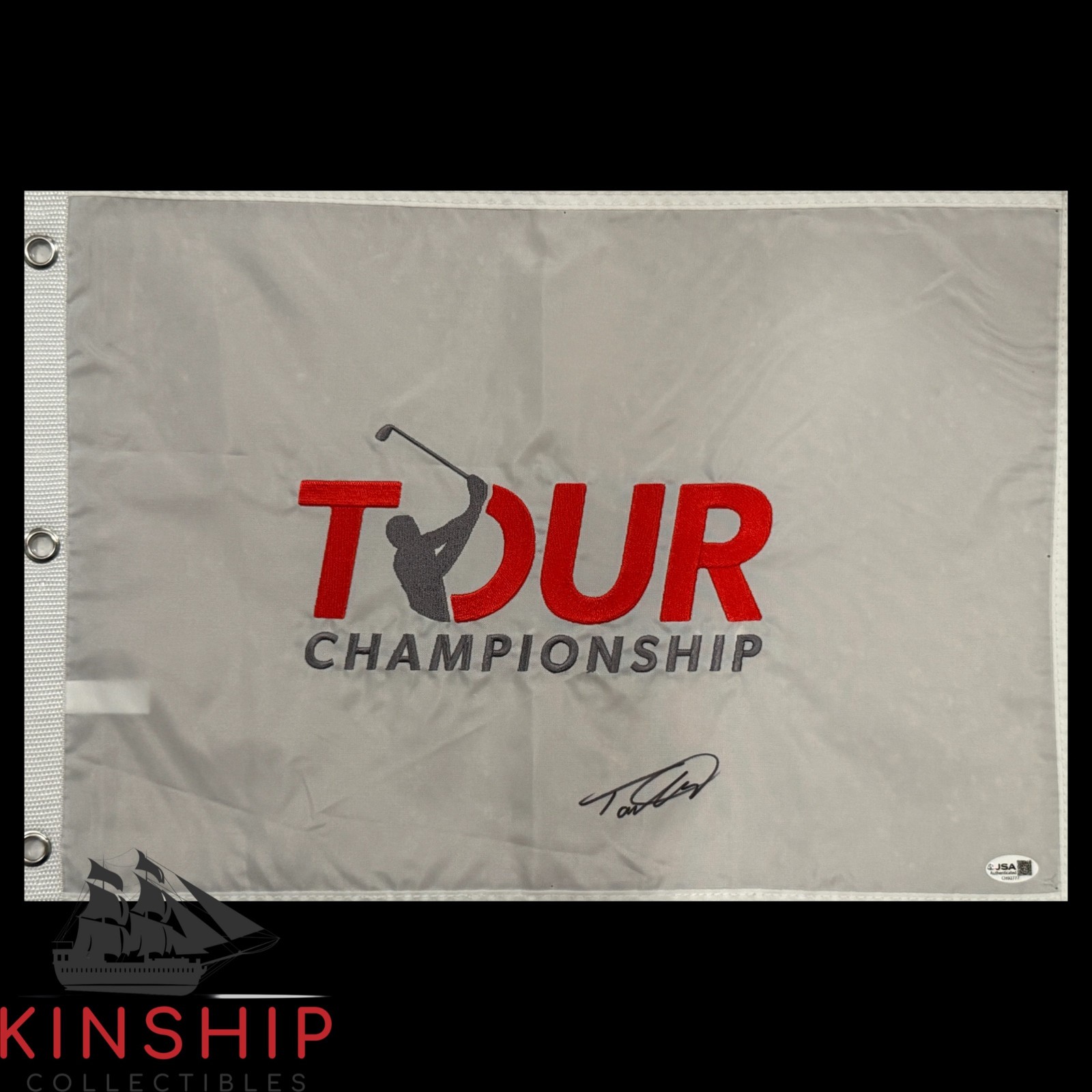 Tommy Fleetwood signed Tour Championship Golf Flag JSA COA Masters Auto G174
