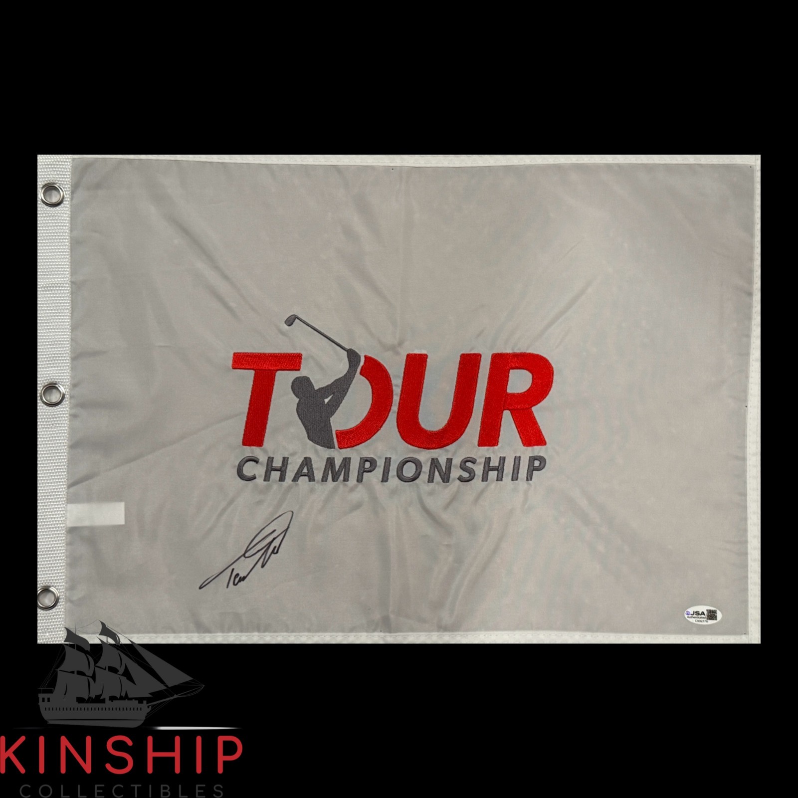 Tommy Fleetwood signed Tour Championship Golf Flag JSA COA Masters Auto G175