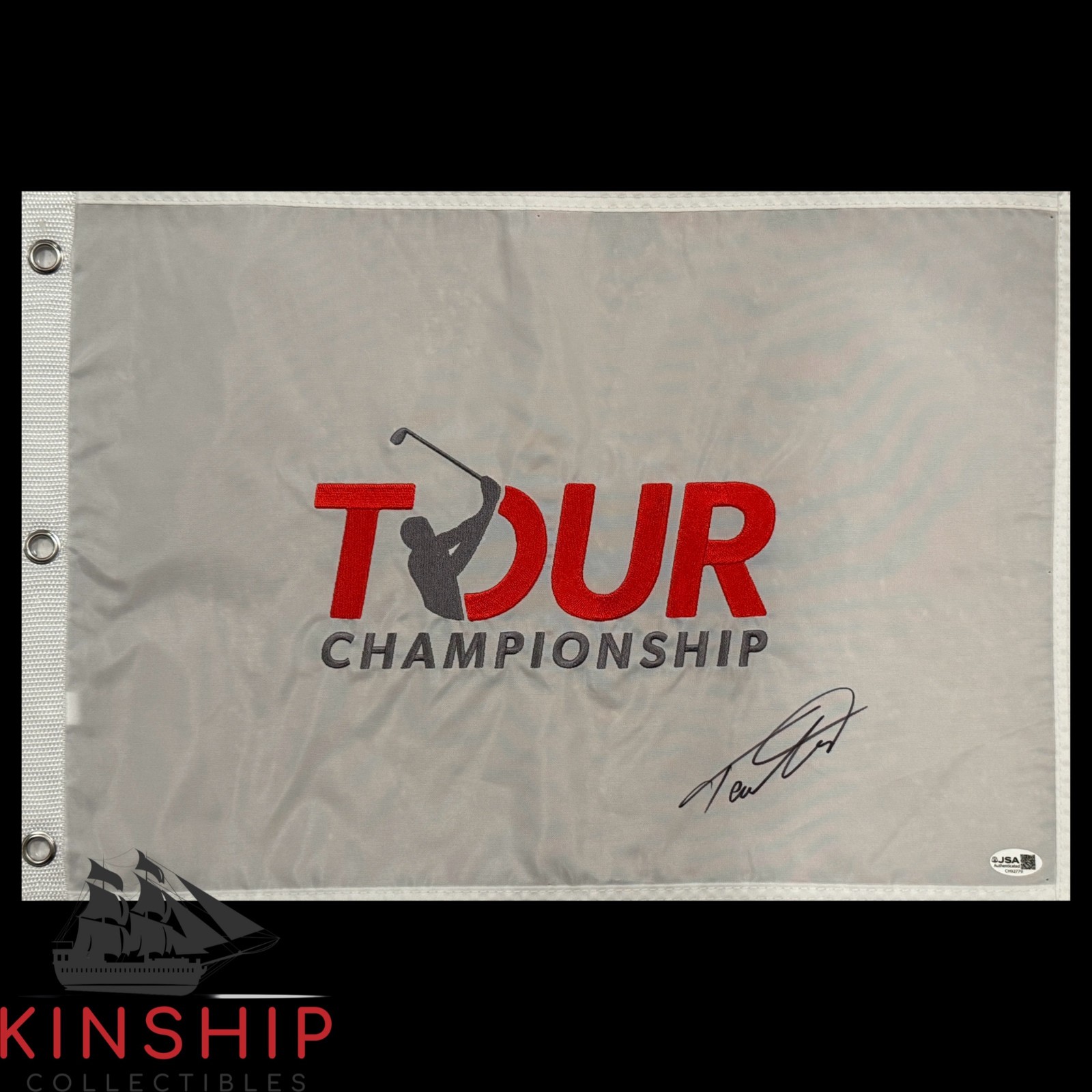 Tommy Fleetwood signed Tour Championship Golf Flag JSA COA Masters Auto G176