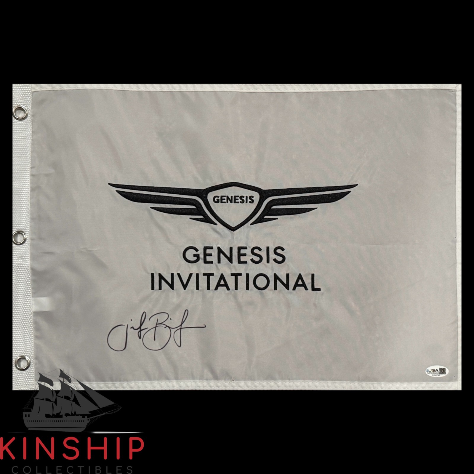 Jacob Bridgeman signed Genesis Invitational Golf Flag JSA COA Masters Auto G180
