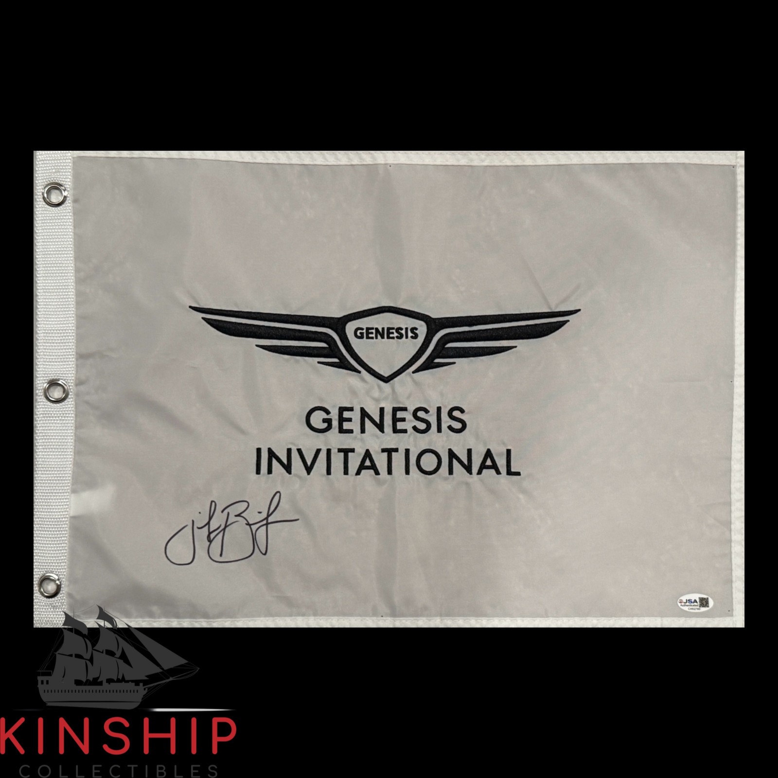 Jacob Bridgeman signed Genesis Invitational Golf Flag JSA COA Masters Auto G181