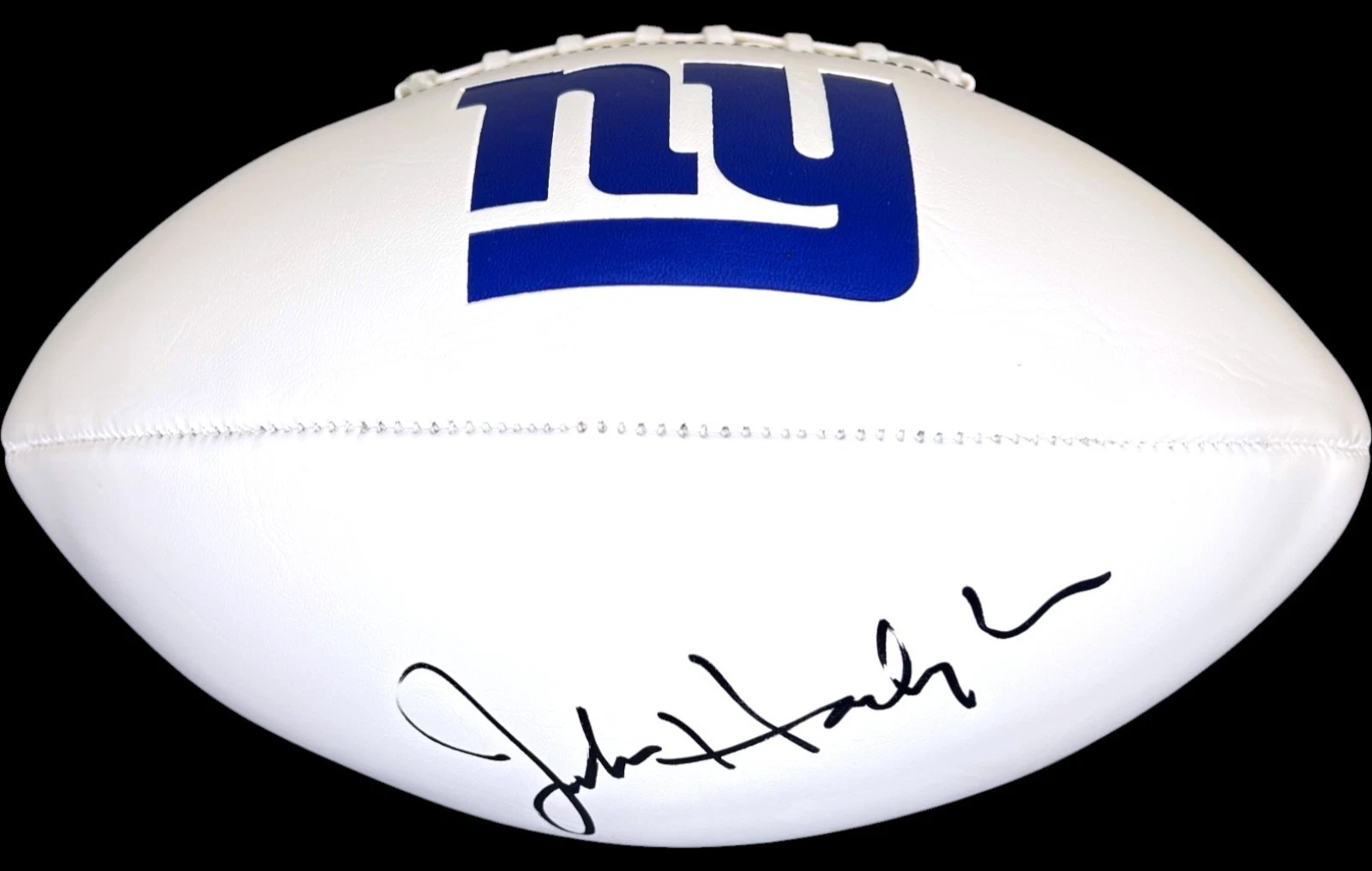 JOHN HARBAUGH SIGNED AUTOGRAPHED NEW YORK GIANTS LOGO FOOTBALL JSA COA
