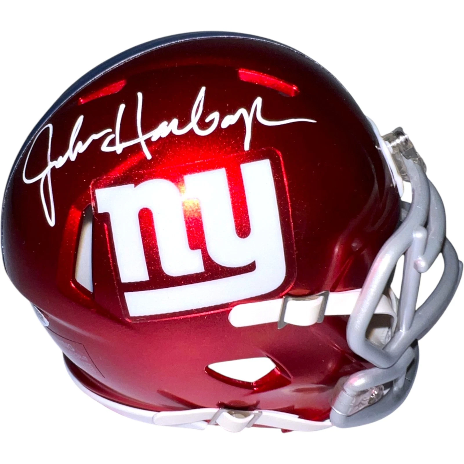 JOHN HARBAUGH SIGNED NEW YORK GIANTS MINI FLASH HELMET FOOTBALL JSA COA