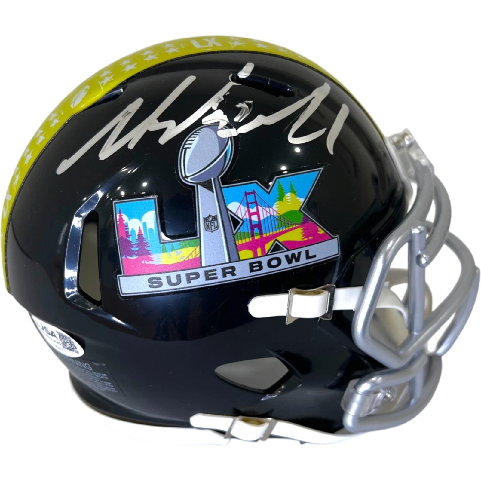 MIKE MACDONALD SIGNED SEATTLE SEAHAWKS SUPER BOWL LX MINI FOOTBALL HELMET JSA