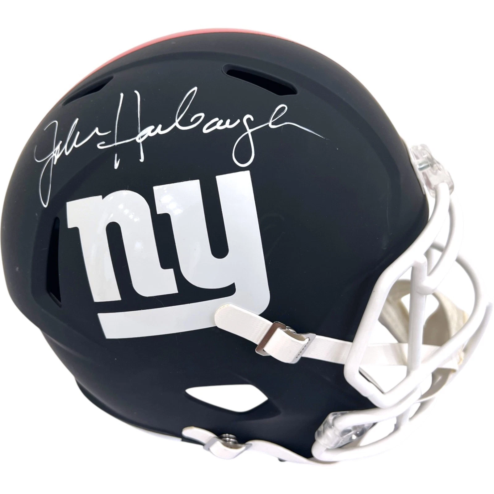 JOHN HARBAUGH SIGNED NEW YORK GIANTS MATTE BLACK FULL SIZE FOOTBALL HELMET JSA