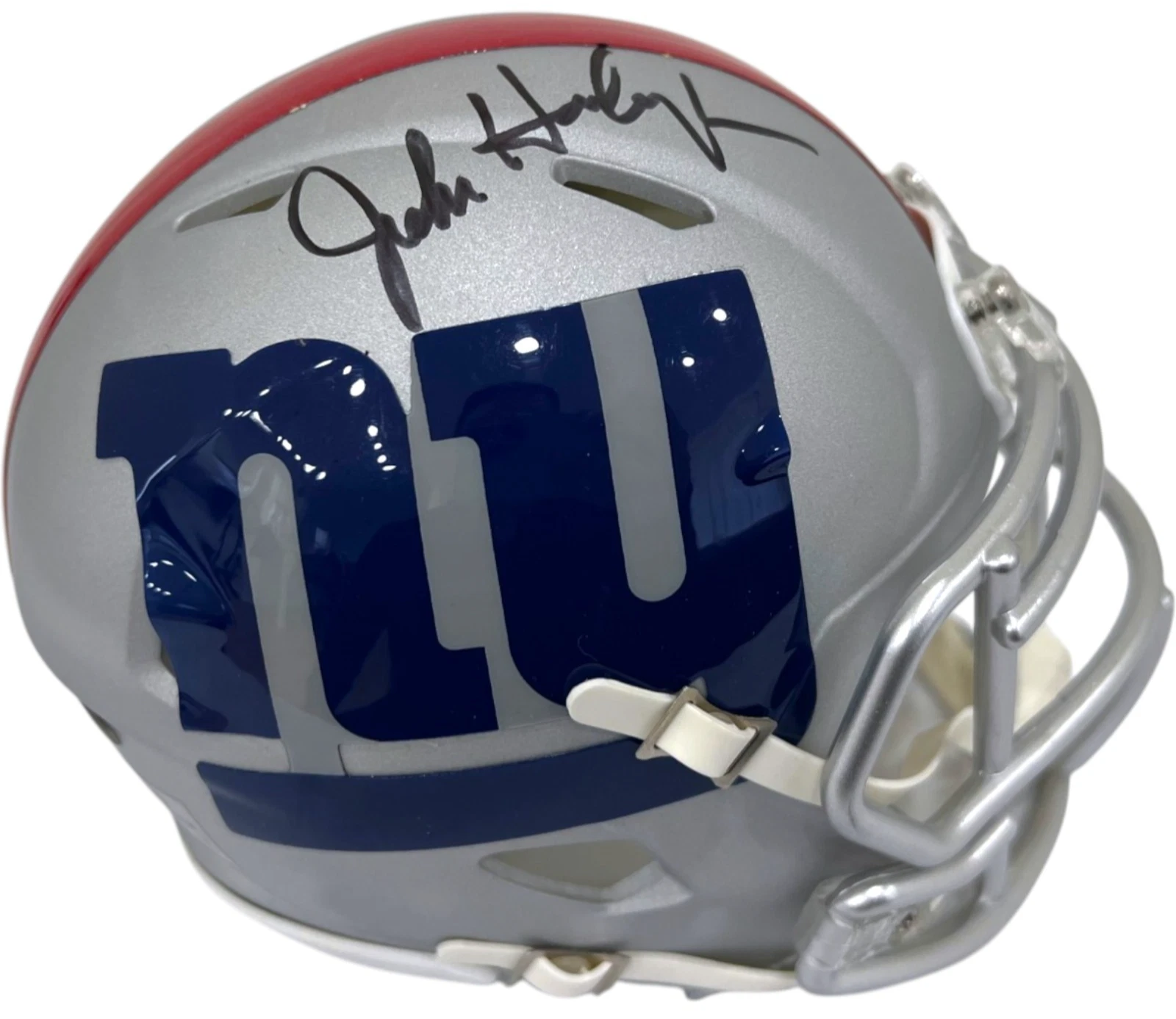 JOHN HARBAUGH SIGNED NEW YORK GIANTS MINI AMP FOOTBALL HELMET JSA COA