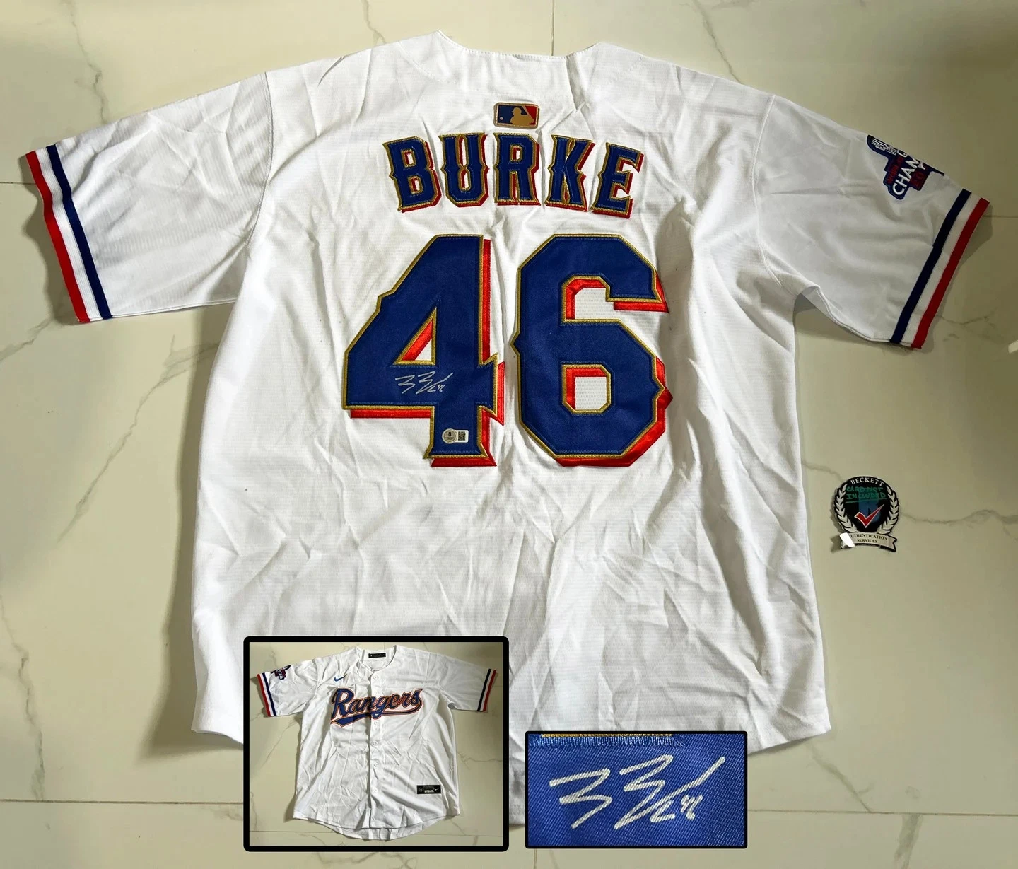 Brock Burke Signed Jersey Texas Rangers Beckett BAS COA