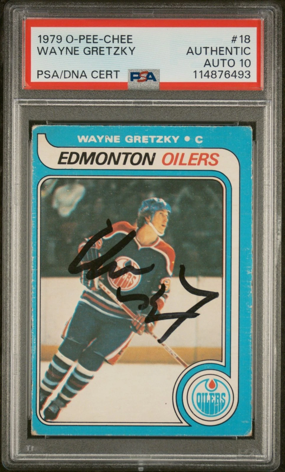 1979 O-PEE-CHEE #18 Wayne Gretzky Signed Rookie Card PSA 10 GEM MINT AUTO