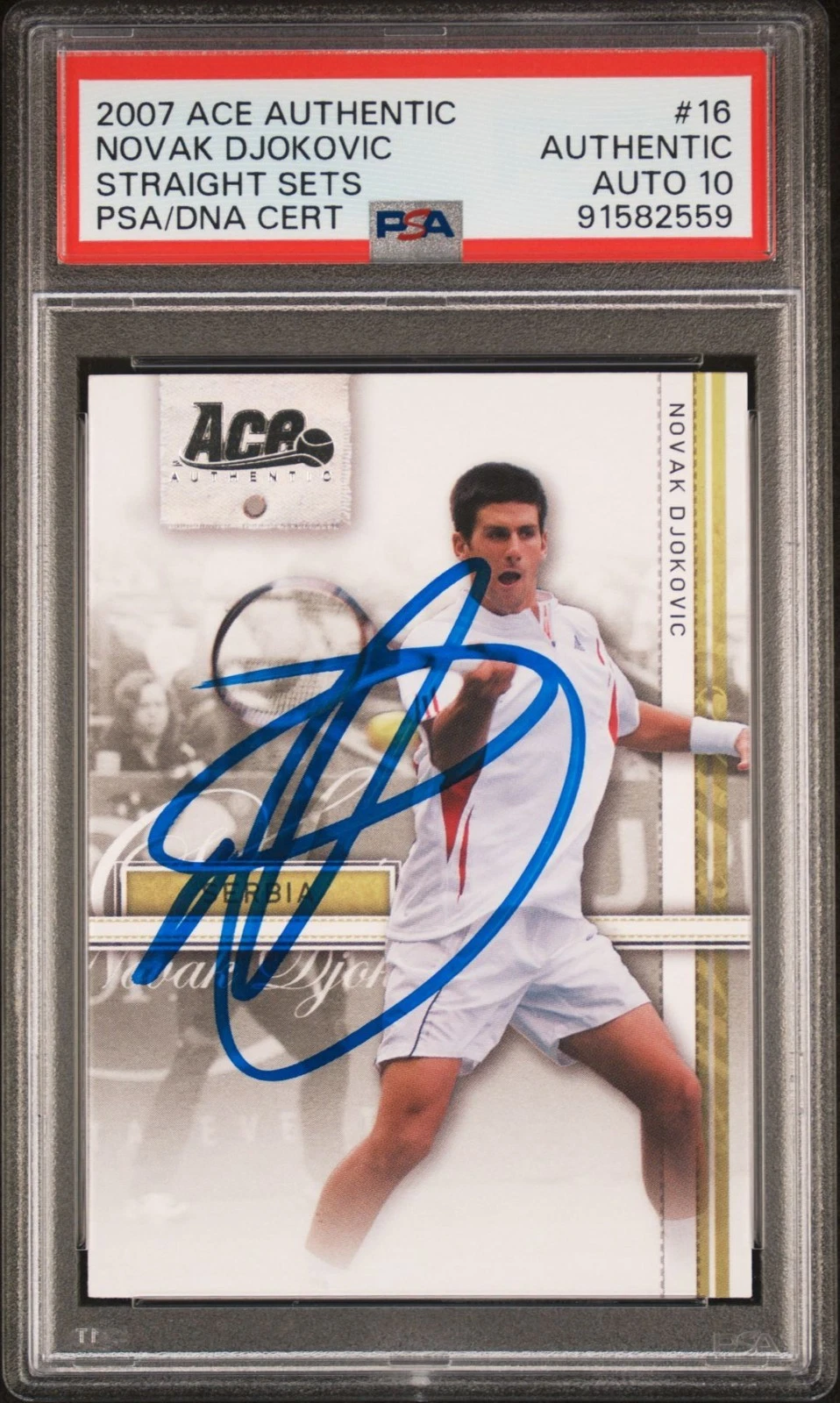 2007 Ace Authentic Novak Djokovic Straight Sets Rookie Card PSA GEM MINT 10 Auto