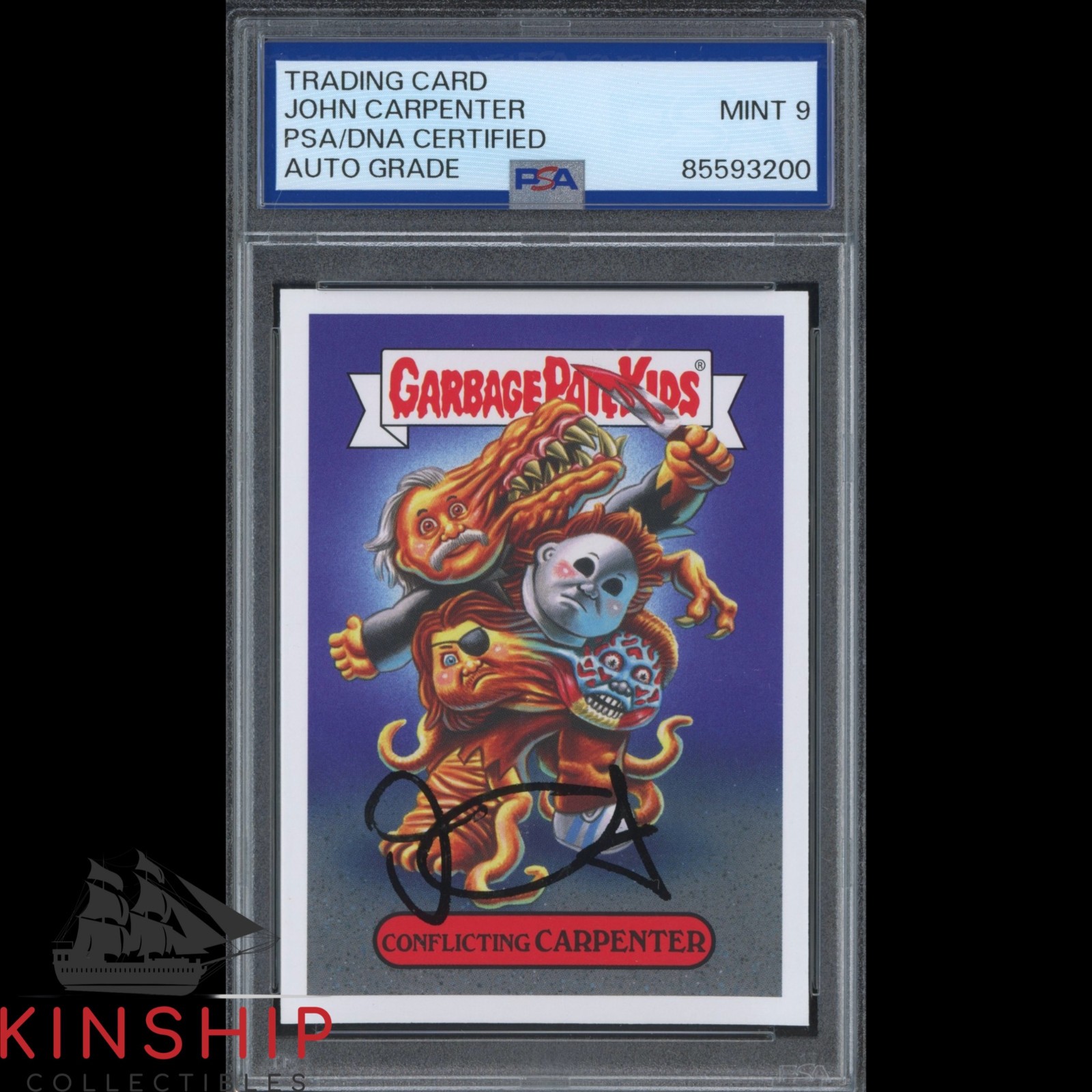 John Carpenter signed Topps Garbage Pail Kids Card PSA DNA Slab Auto 9 C5617