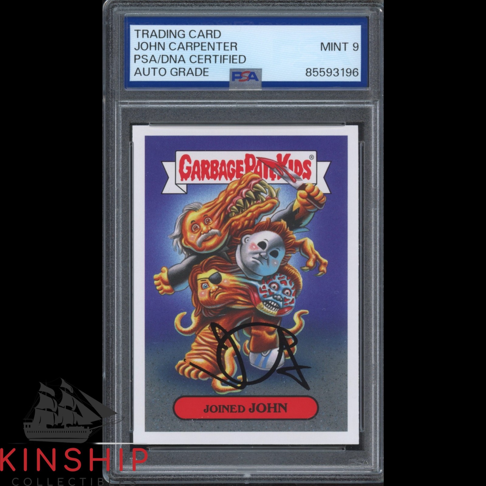 John Carpenter signed Topps Garbage Pail Kids Card PSA DNA Slab Auto 9 C5616