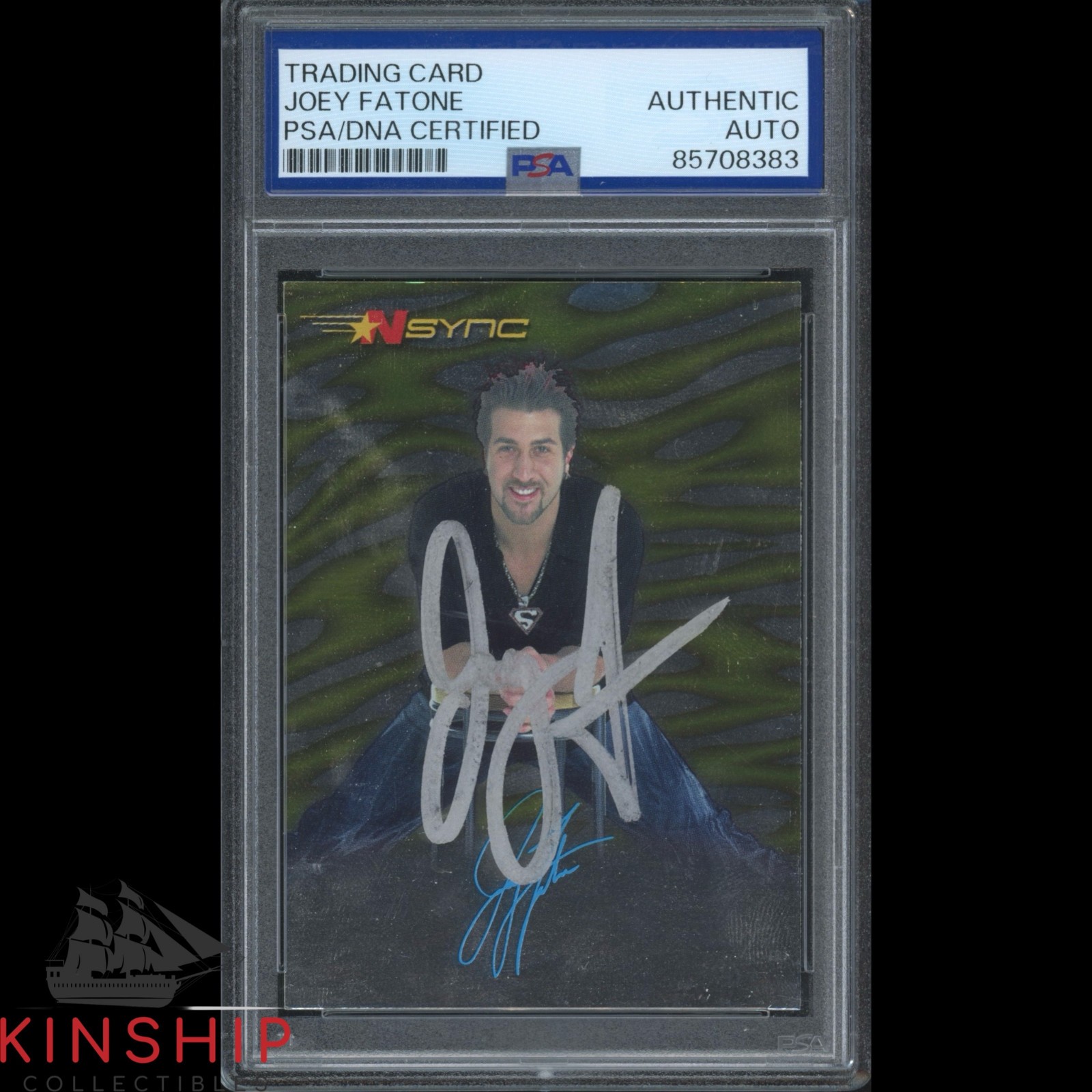 Joey Fatone signed 2000 Topps NSYNC Trading Card PSA DNA Slab Music Auto C5593