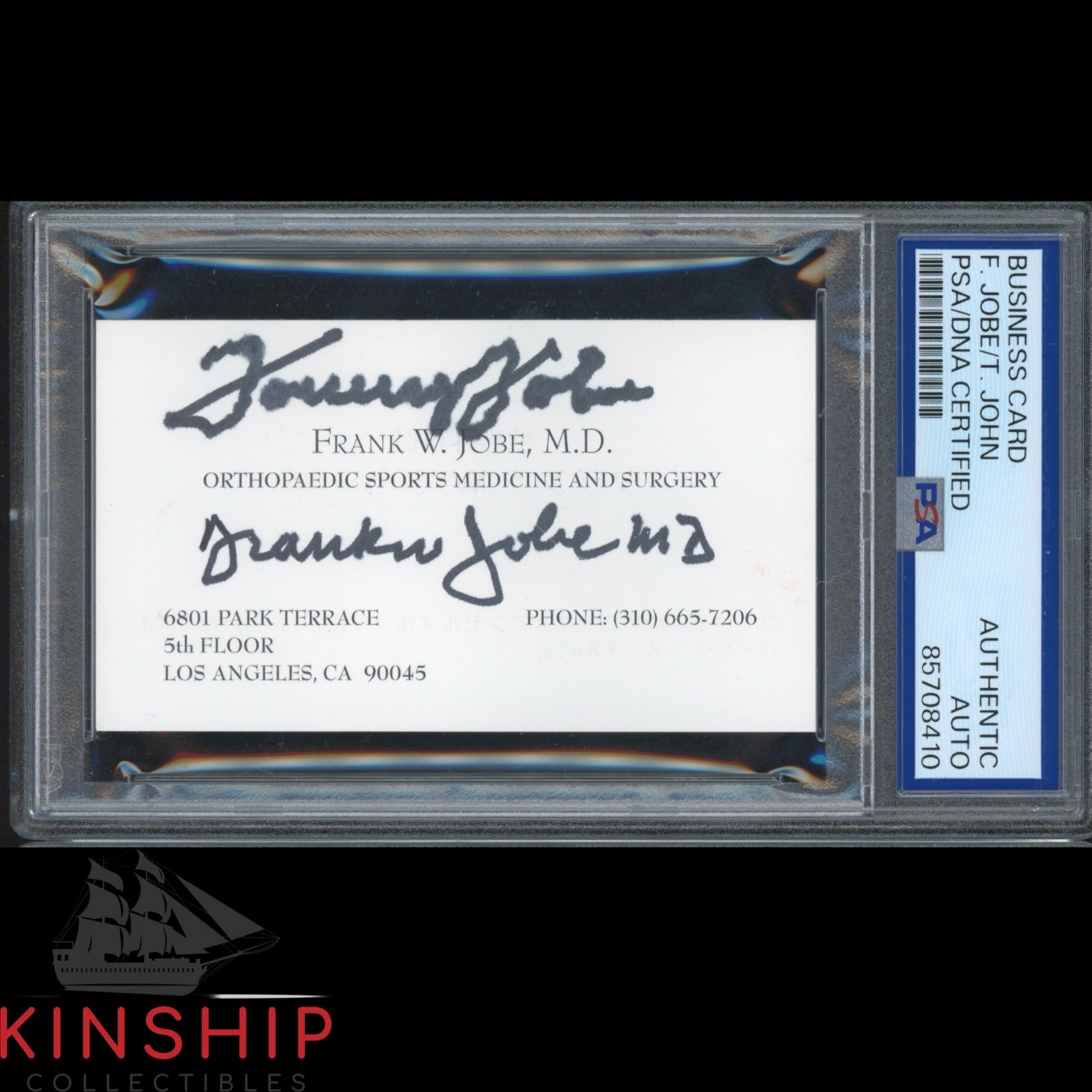 Tommy John & Dr Frank Jobe signed Business Card PSA DNA Slab Baseball Auto C5608