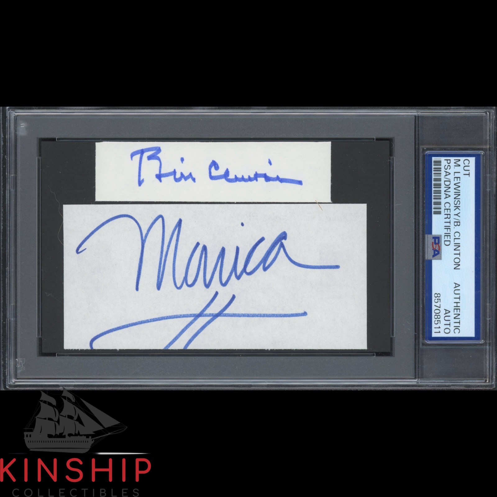 President Bill Clinton & Monica Lewinsky signed Cut PSA DNA Slab Auto C5632