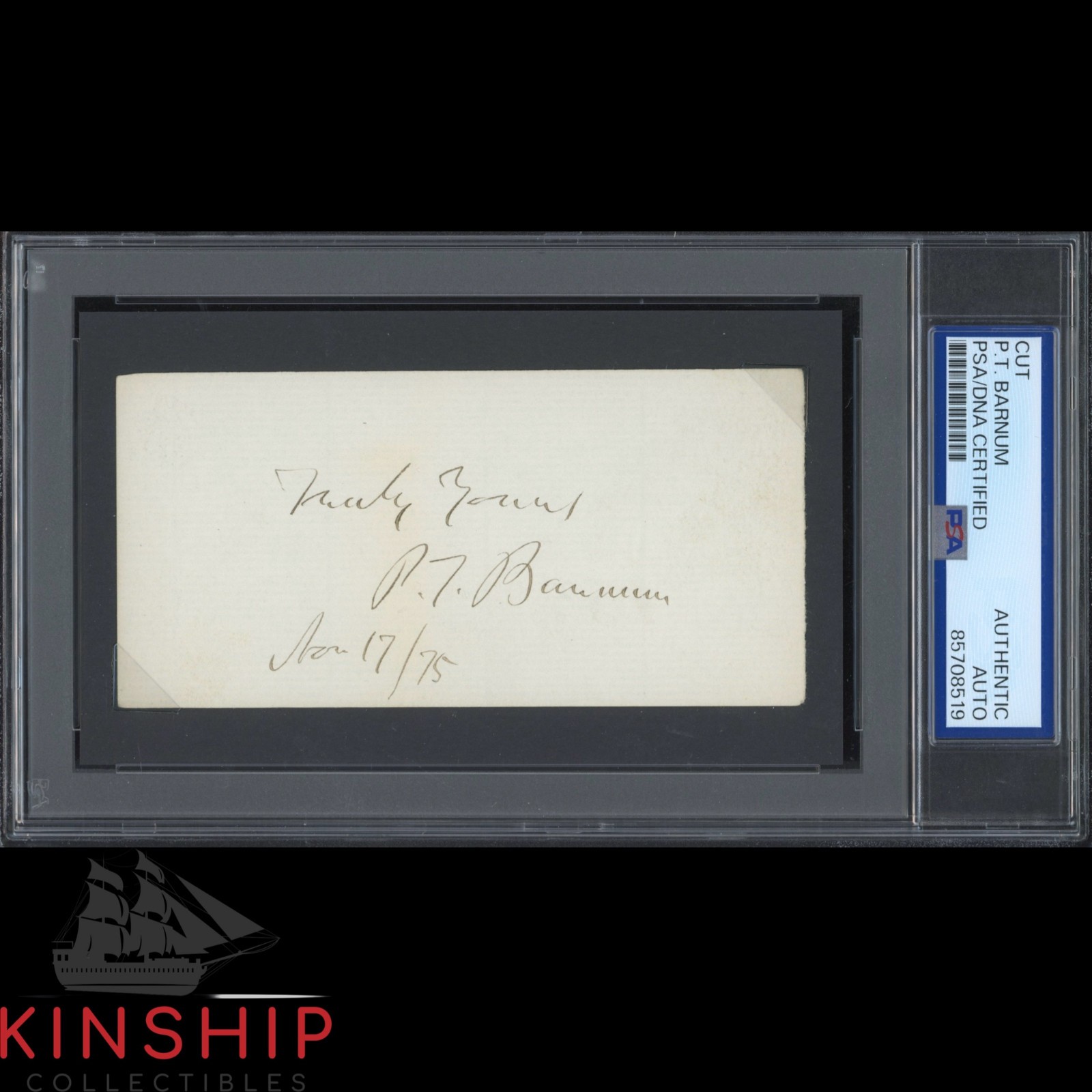 P.T. Barnnum signed Cut PSA DNA Slab Rare Inscribed Auto C5631