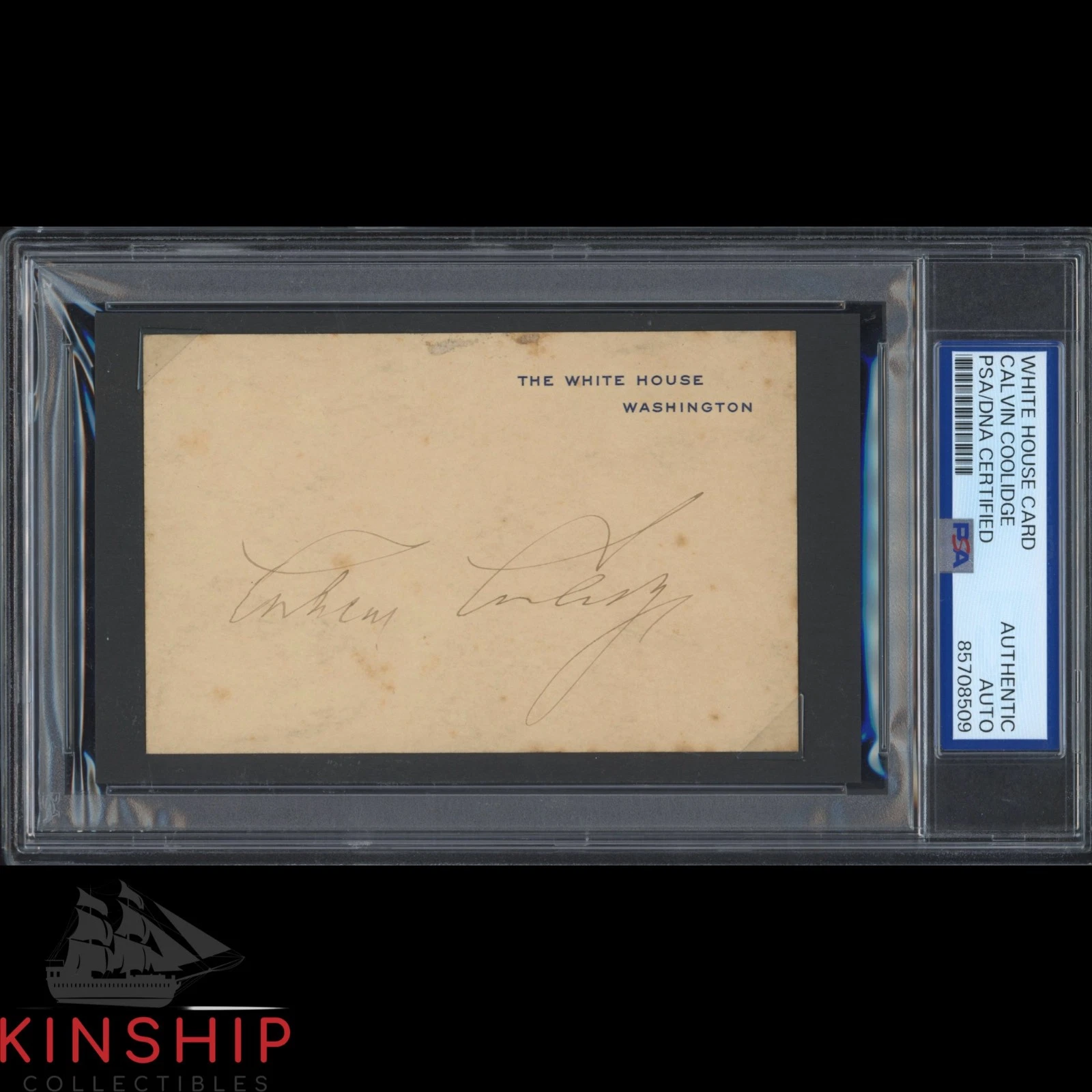 President Calvin Coolidge signed White House Card PSA DNA Slabbed Auto C5638