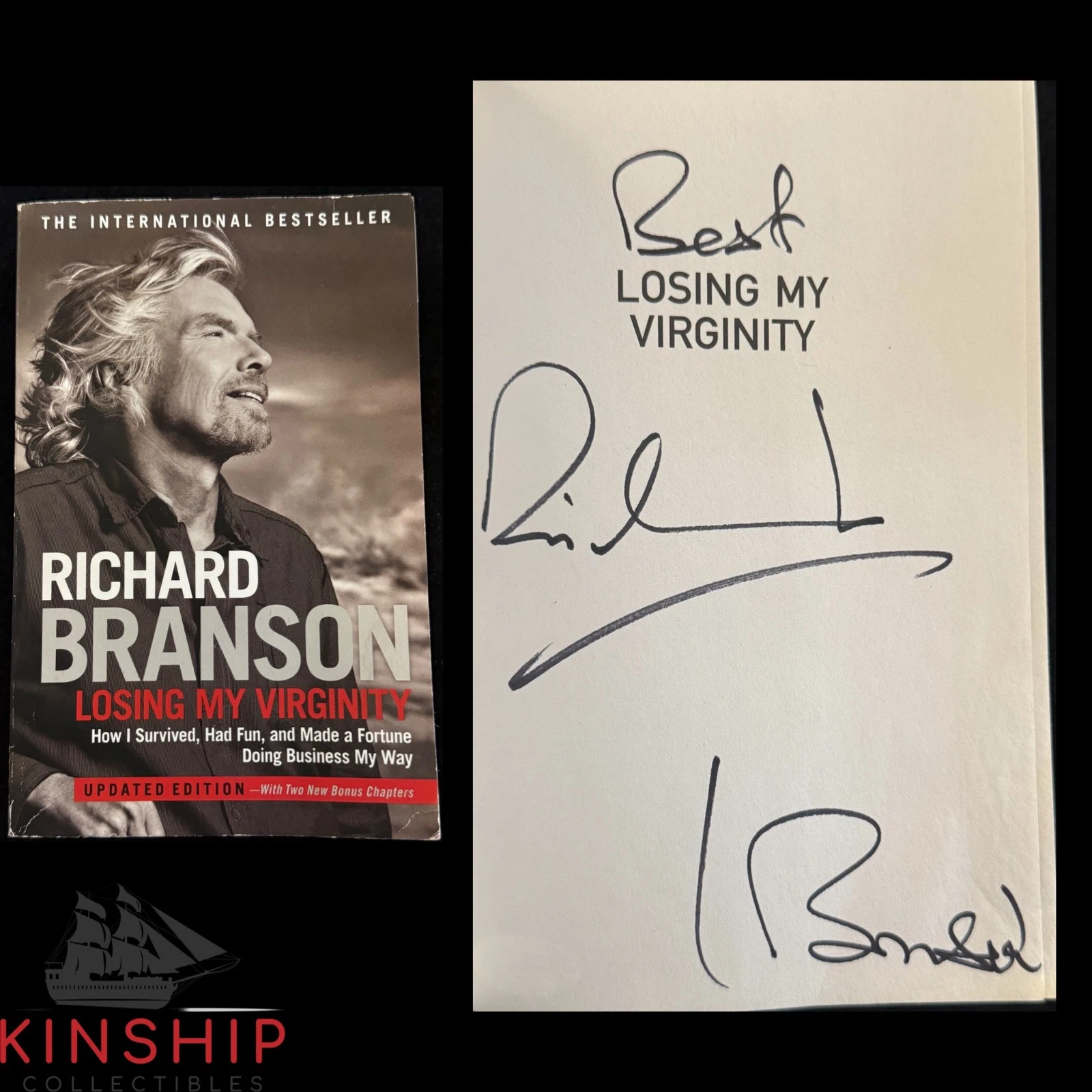 Richard Branson signed Soft Cover Book JSA COA Virgin Inscribed Auto E378