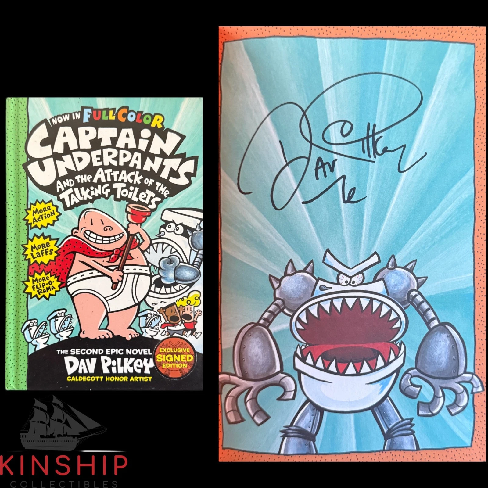 Dav Pilkey signed Hard Cover Book JSA COA Captain Underpants Auto E378