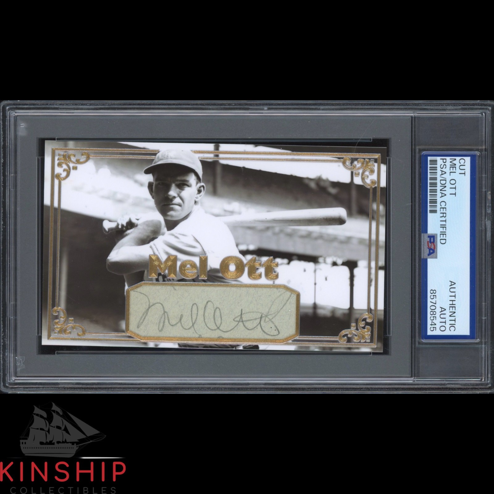 Mel Ott signed Cut 3x5 Custom Card PSA DNA Slab Baseball HOF Auto C5670
