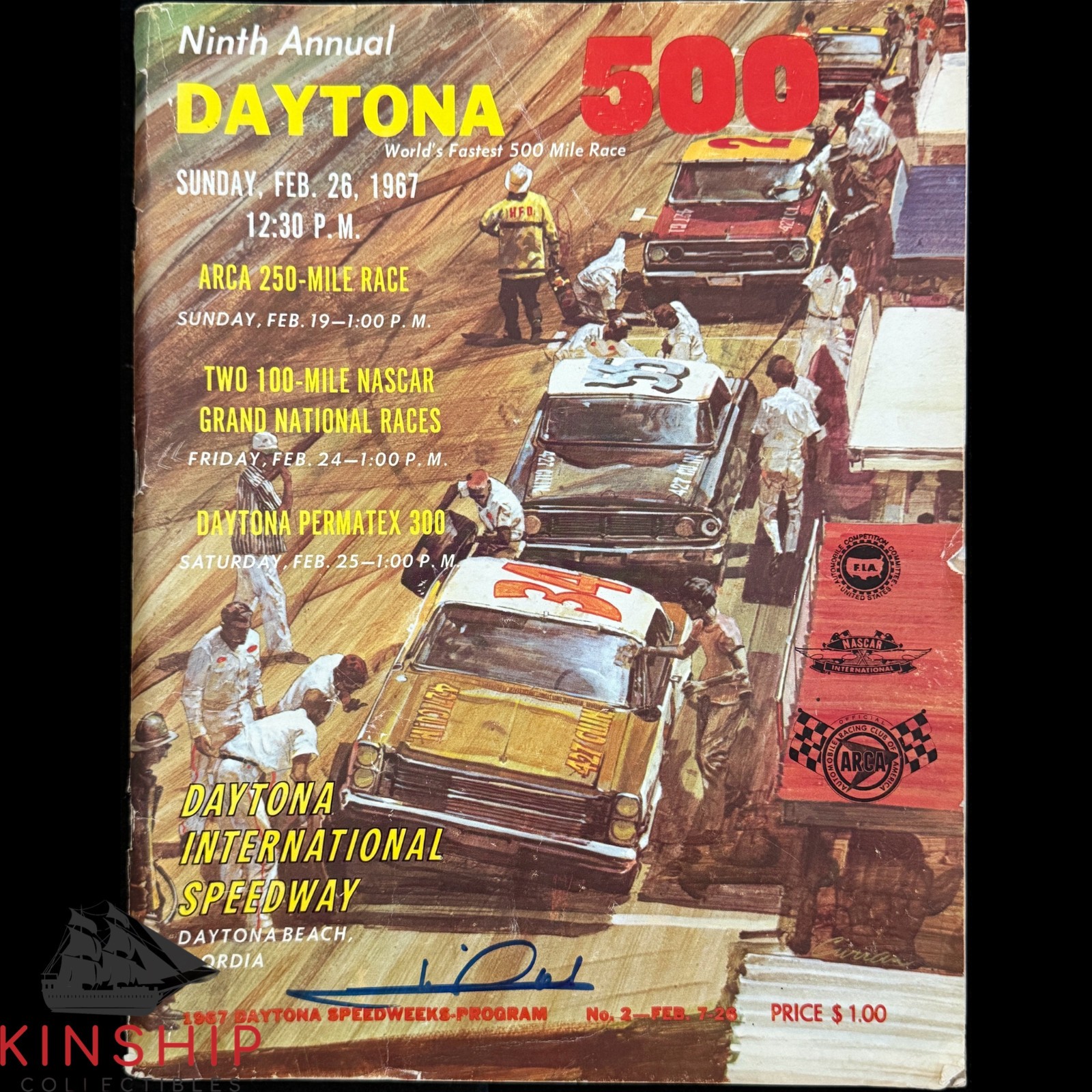 Mario Andretti signed 1967 Daytona 500 Program JSA COA NASCAR Auto Winner E387