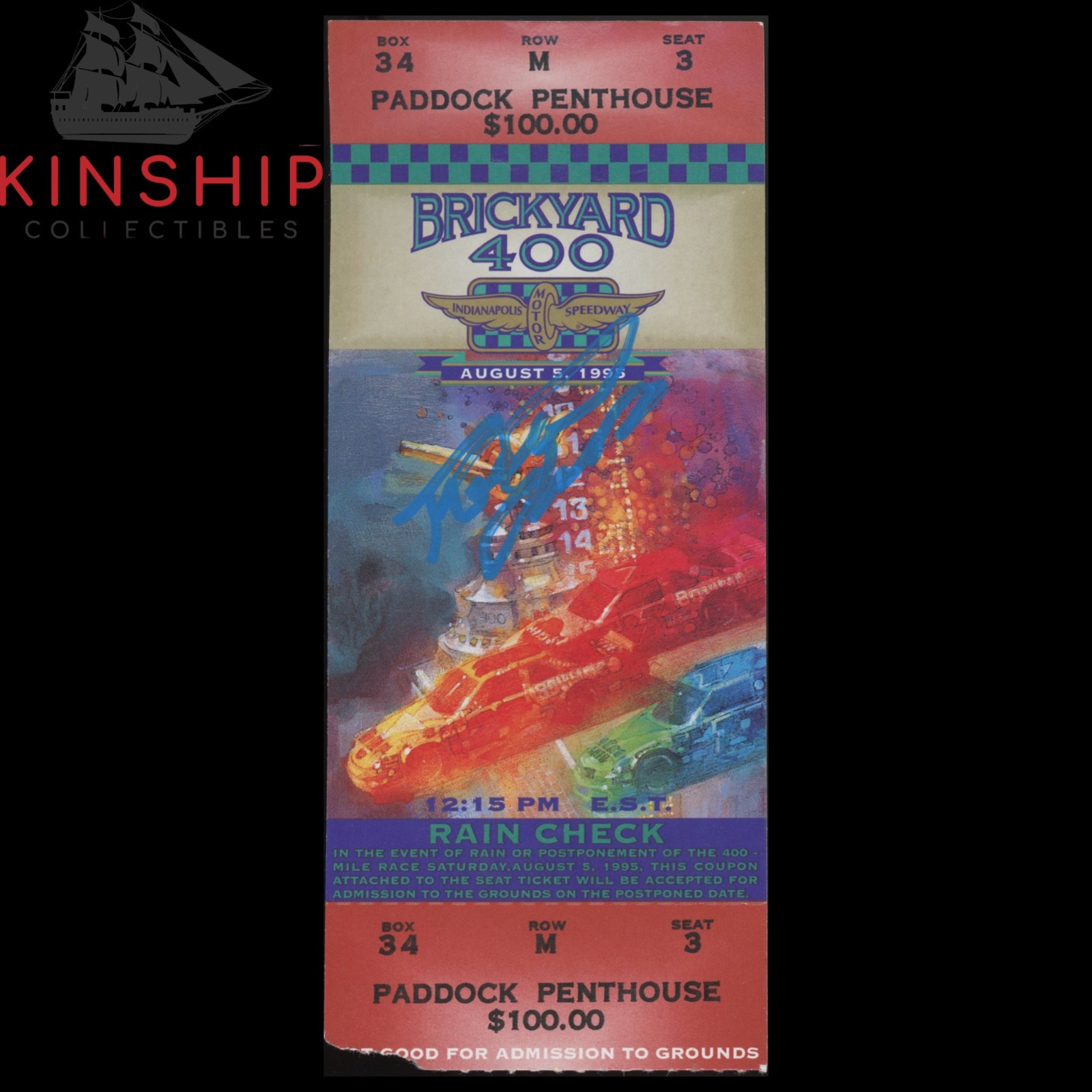 Richard Childress signed 1995 Brickyard 400 Ticket JSA COA NASCAR Auto Z2551