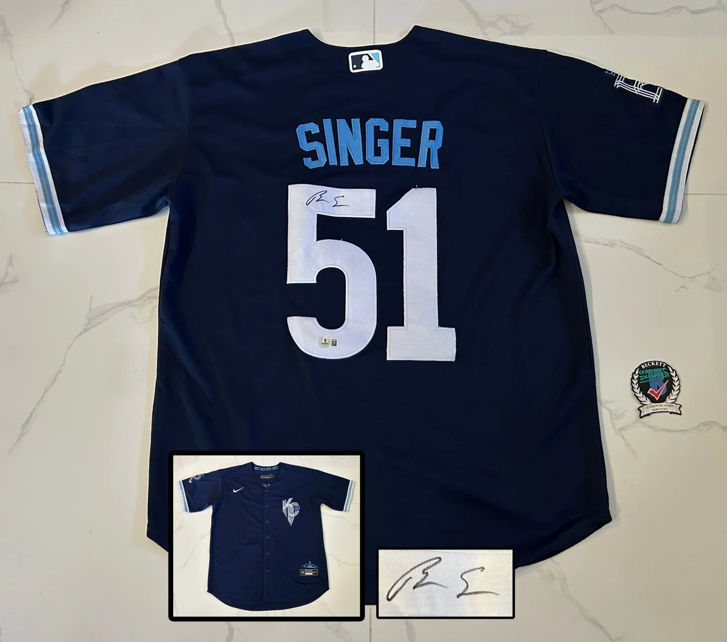 Brady Singer Signed Jersey Kansas City Royals Beckett BAS COA