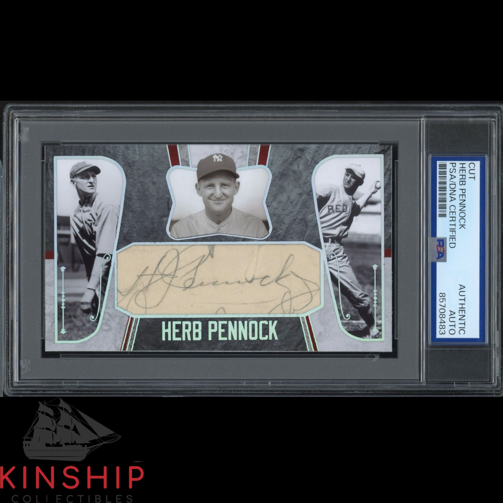 Herb Pennock signed Cut 3x5 Custom Card PSA DNA Slab Baseball HOF Auto C5779