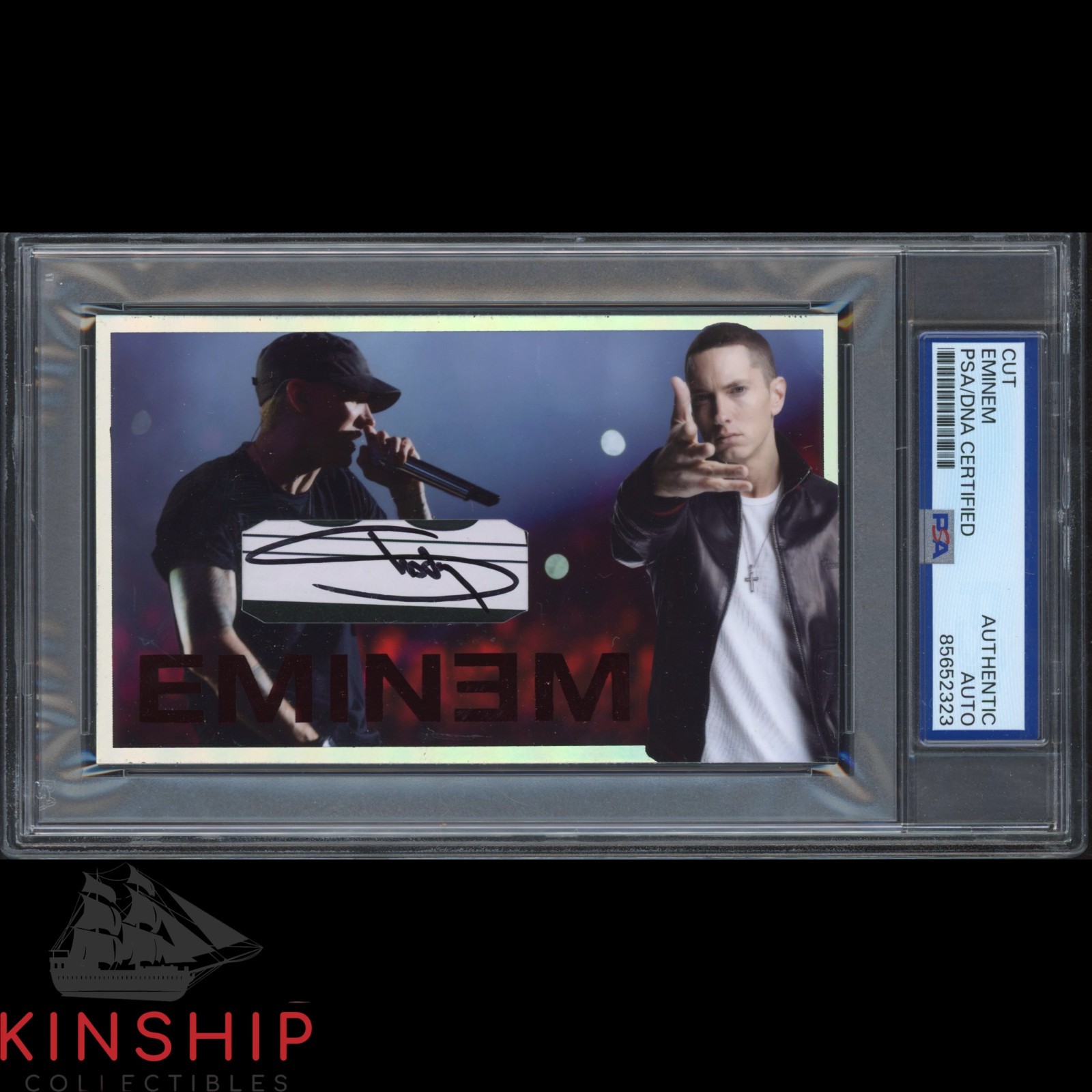 Eminem signed Cut 3x5 Custom Card PSA DNA Slab Slim Shady Rap Auto C5792