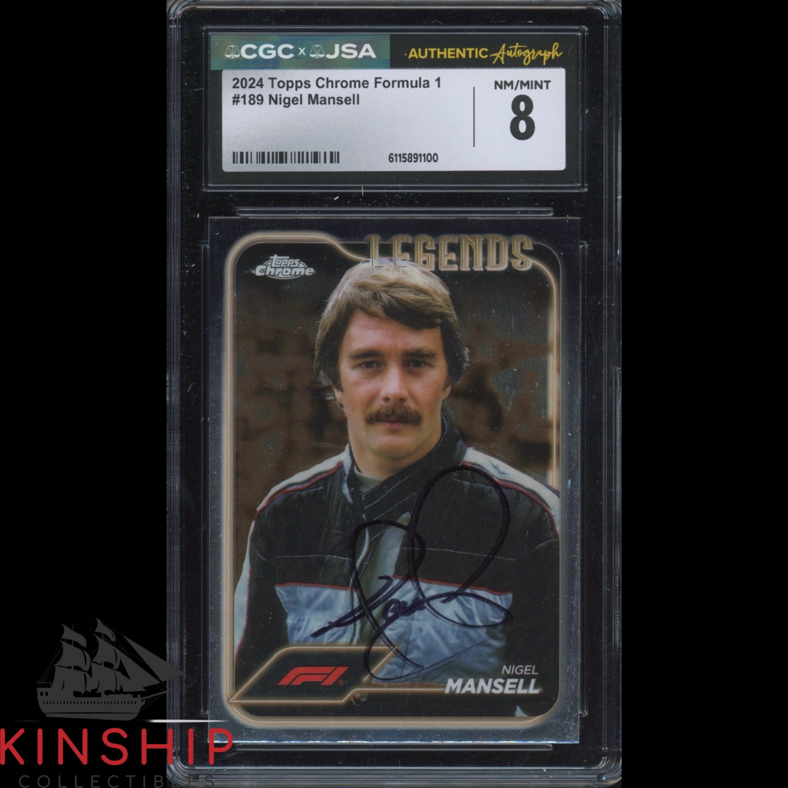 Nigel Mansell signed 2024 Topps Chrome Trading Card JSA CGC Slab F1 Auto C5816