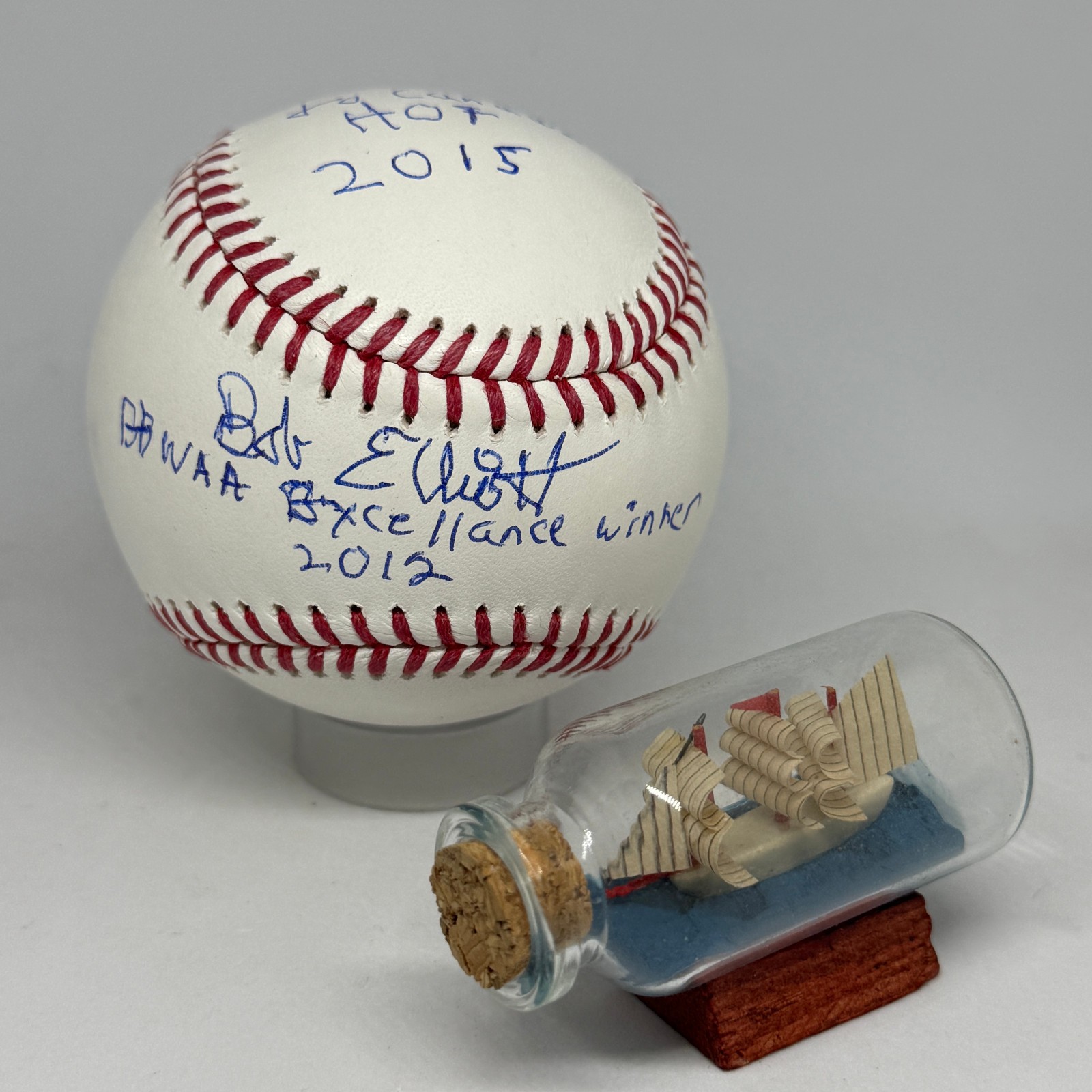 Bob Elliott signed Rawlings OML Baseball JSA Inscribed HOF Writer Spink A4284