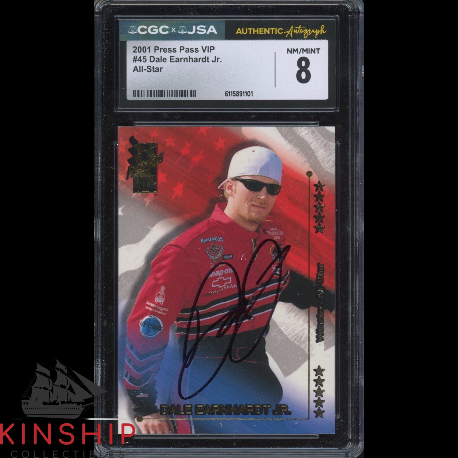 Dale Earnhardt Jr signed 2001 Press Pass VIP Card JSA CGC Slab NASCAR Auto C5821