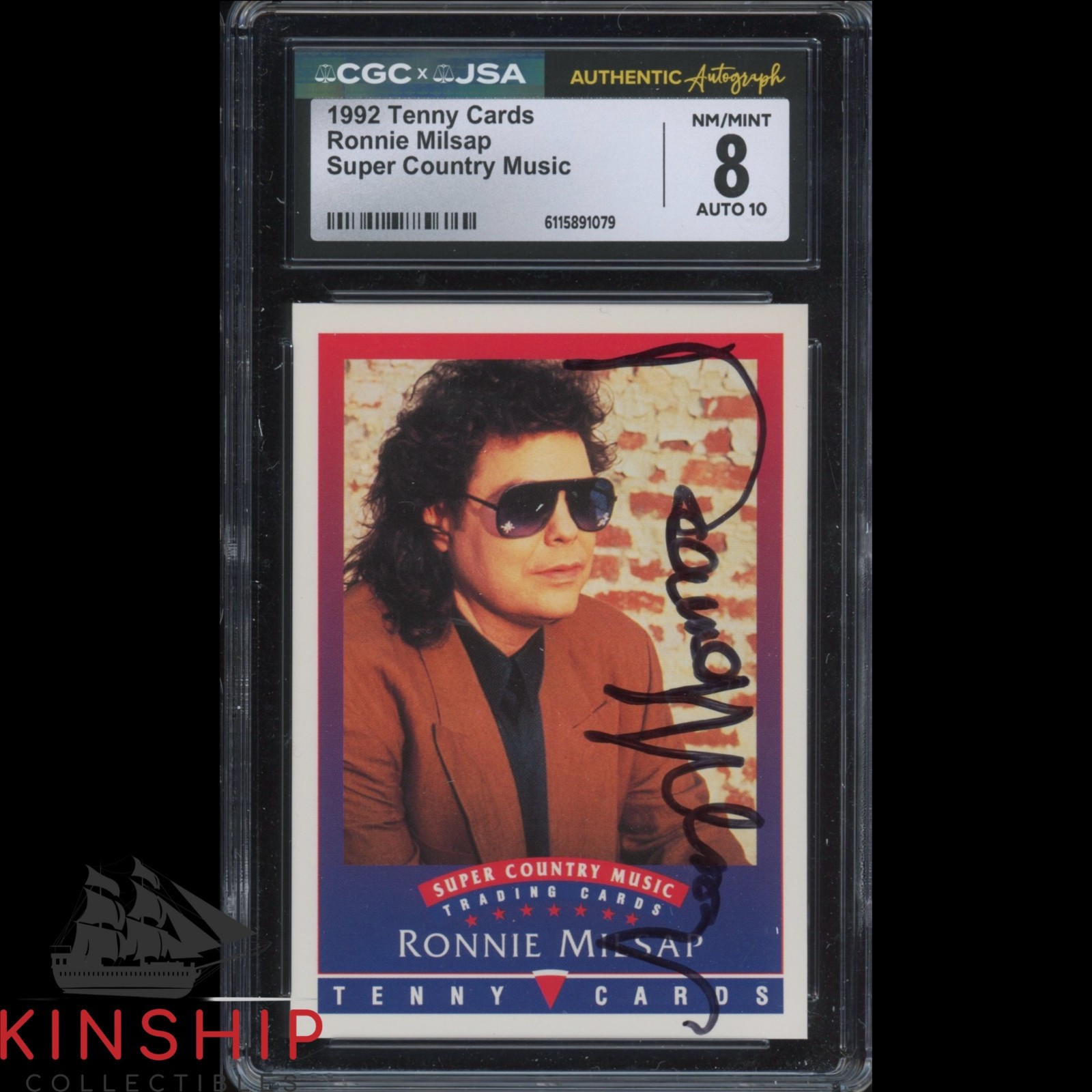 Ronnie Milsap signed 1992 Tenny Card JSA CGC Slab Country Music Auto C5826