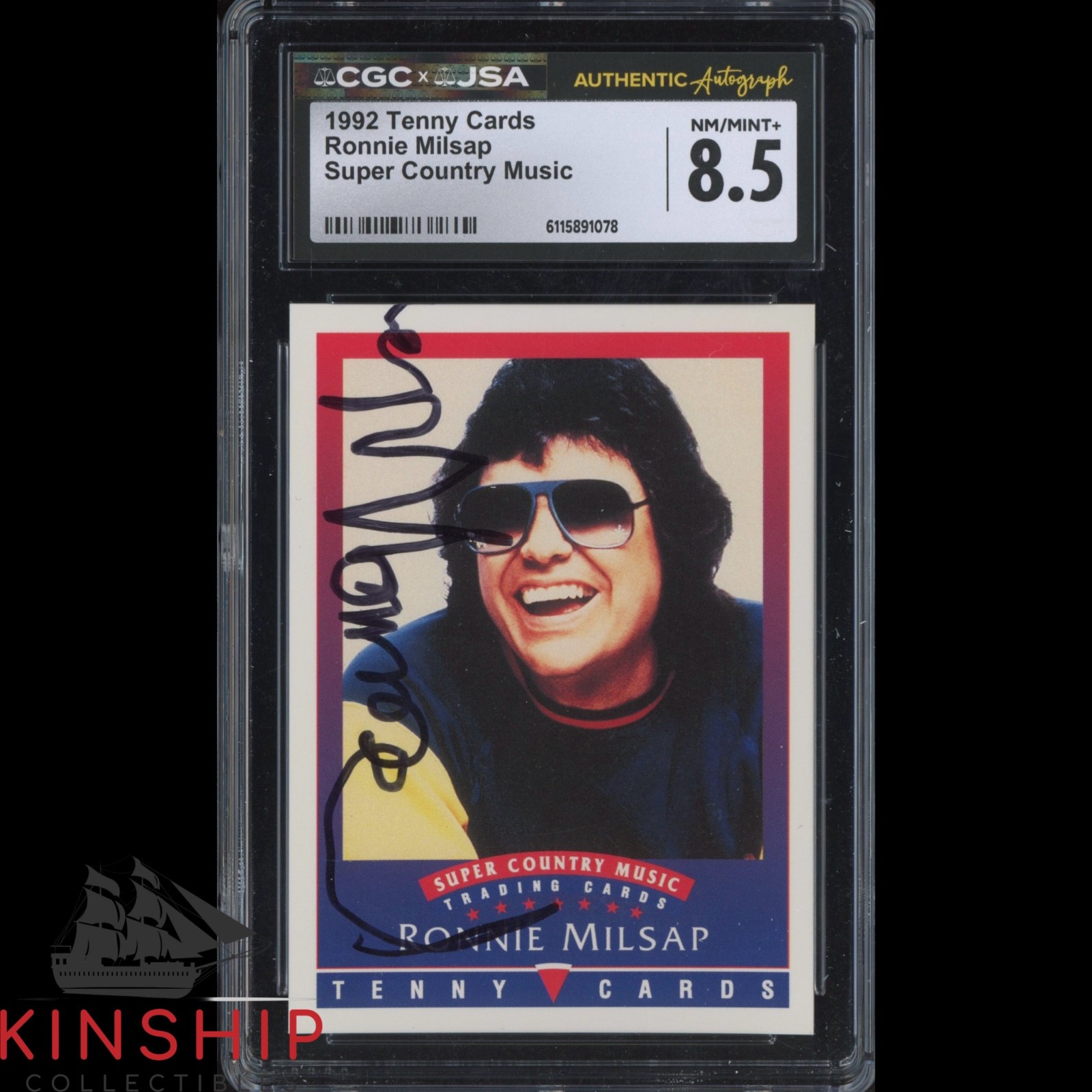 Ronnie Milsap signed 1992 Tenny Card JSA CGC Slab Country Music Auto C5828