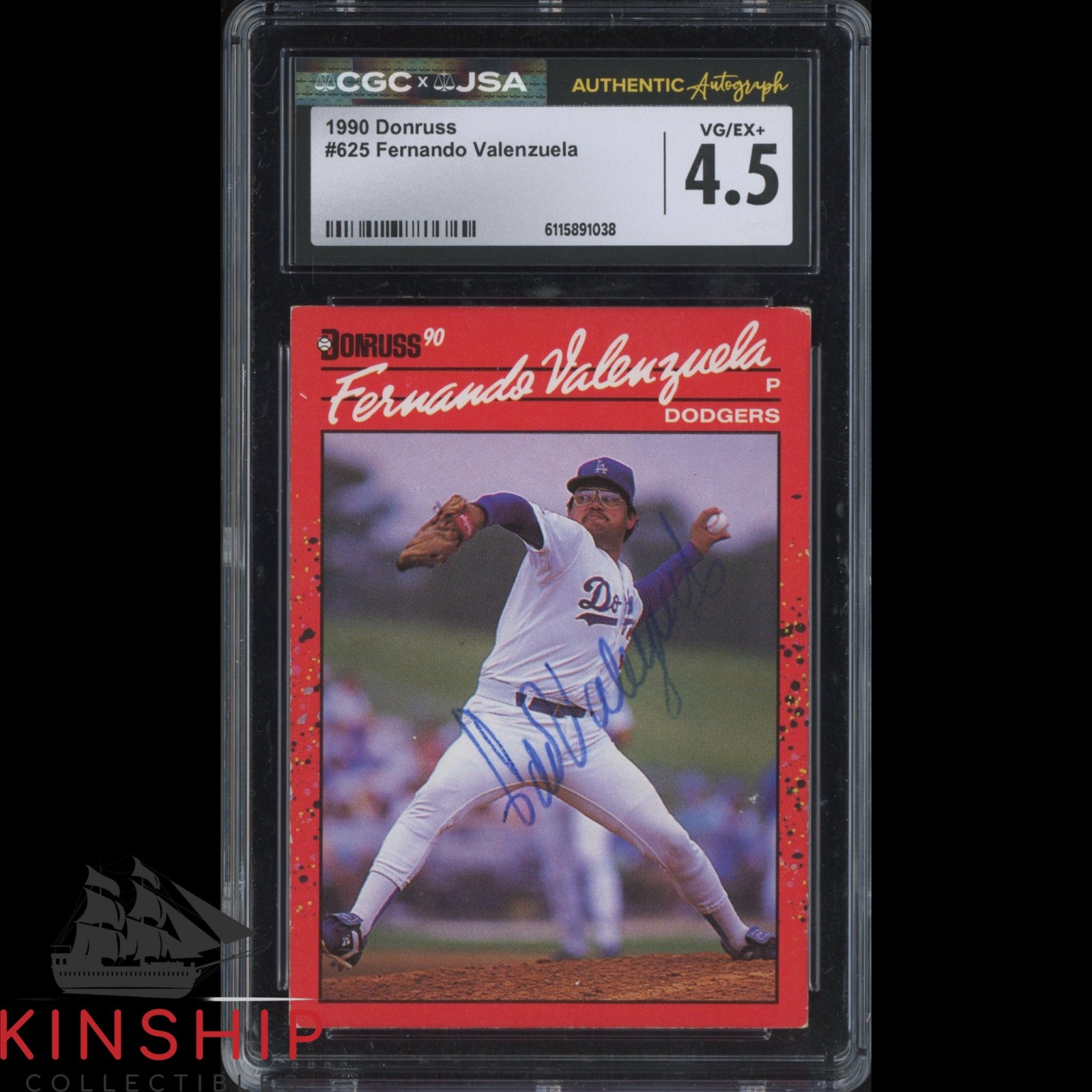 Fernando Valenzuela signed 1990 Donruss Card JSA CGC Slab Dodgers Auto C5857