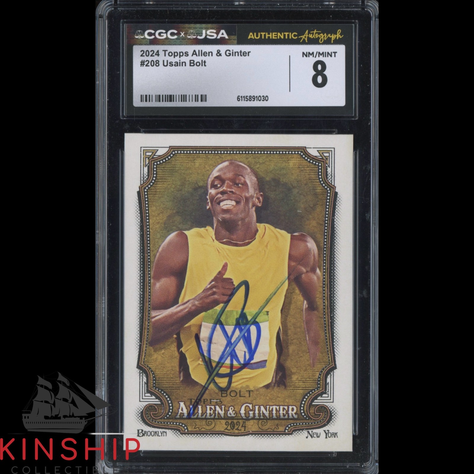 Usain Bolt signed 2024 Topps AAllen & Ginter Card JSA CGC Slab Auto C5849
