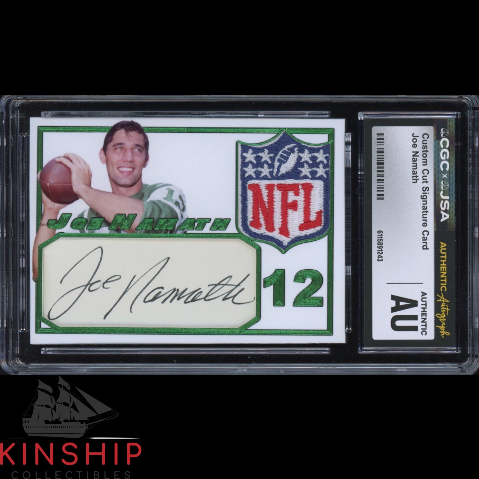 Joe Namath signed Custom Trading Card Cut Patch JSA CGC Slab Jets HOF Auto C5869